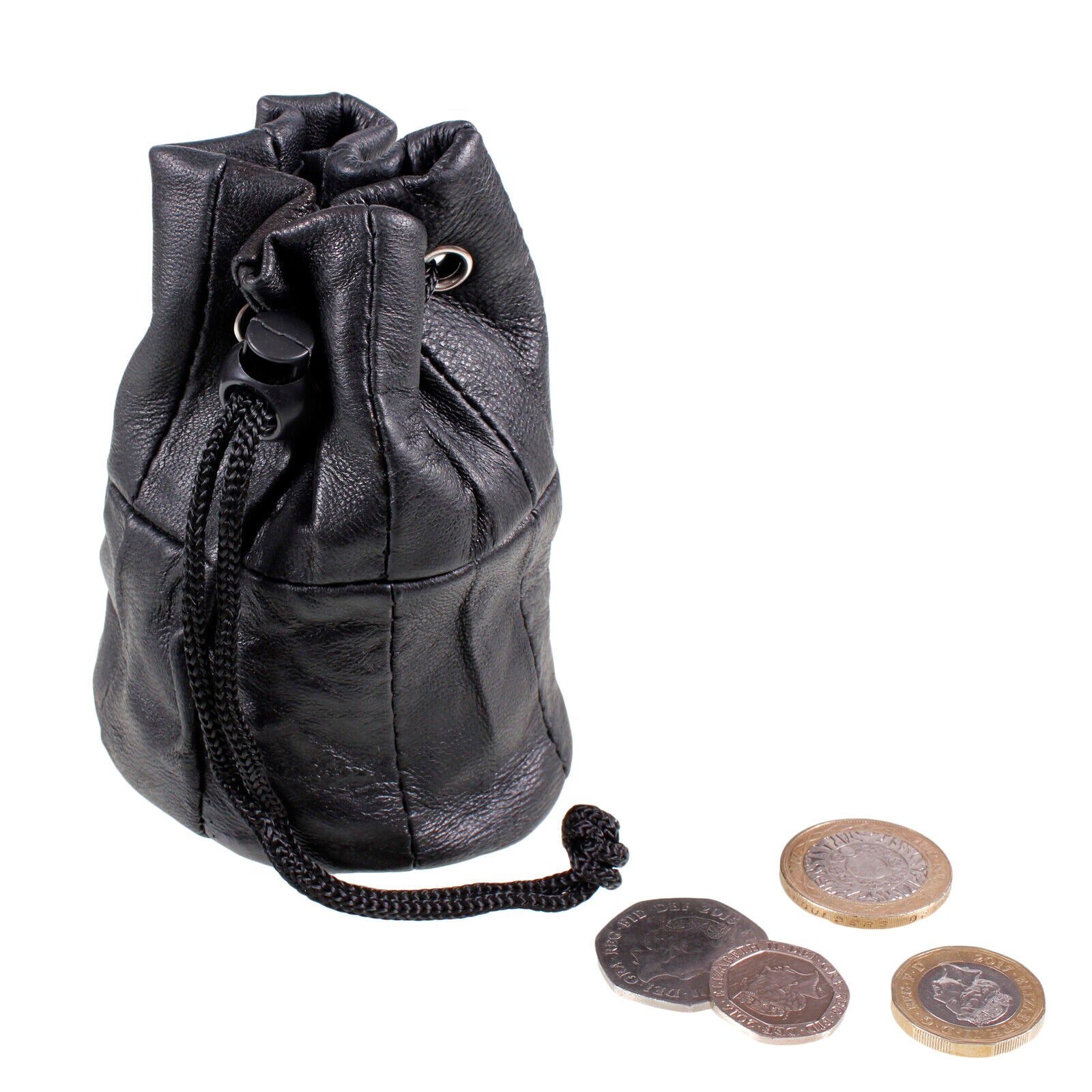Leather Drawstring Wrist Taxi Pouch Coin Purse Change Money Bag Wallet Note Case