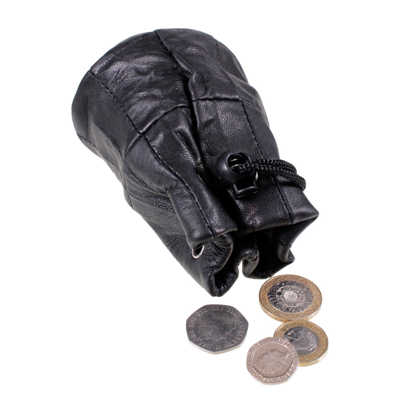 Leather Drawstring Wrist Taxi Pouch Coin Purse Change Money Bag Wallet Note Case