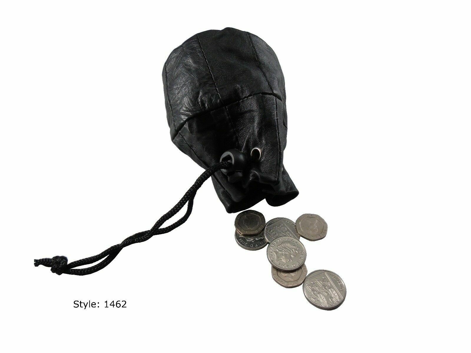 Leather Drawstring Wrist Taxi Pouch Coin Purse Change Money Bag Wallet Note Case