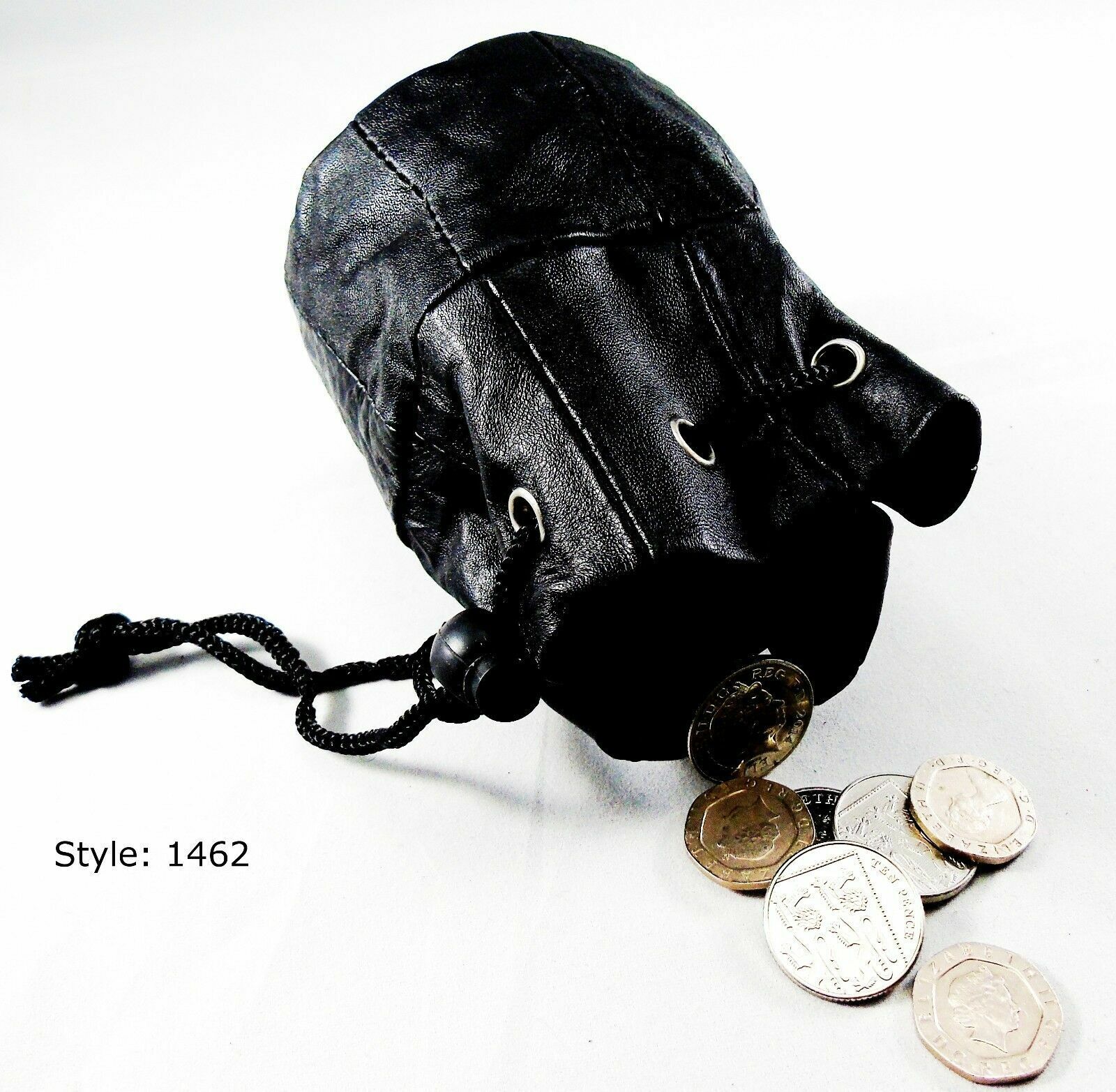 Leather Drawstring Wrist Taxi Pouch Coin Purse Change Money Bag Wallet Note Case