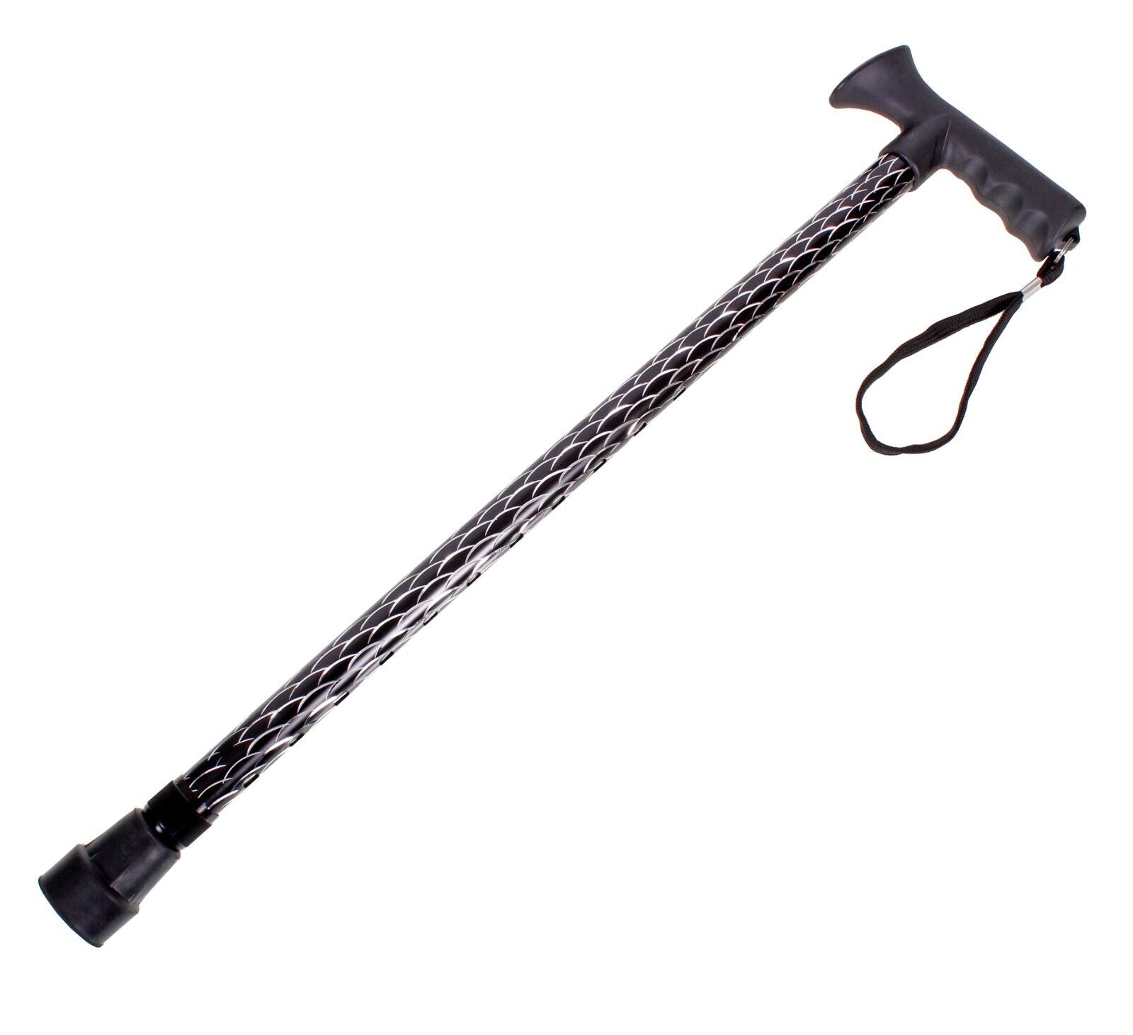 Ladies Engraved Black Rose G Stripe Adjustable Walking Stick Cane Gel Soft Grip