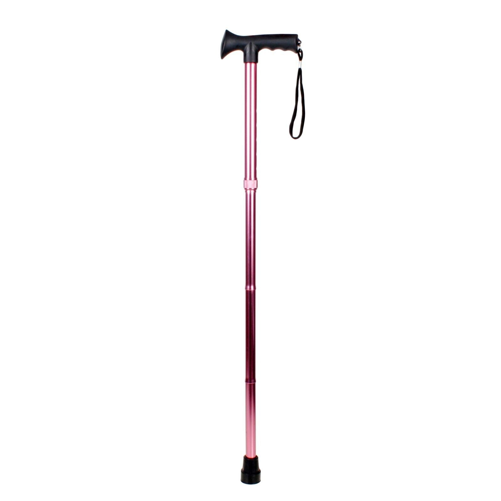 Folding Adjustable Aluminium Metallic Compact Walking Stick Cane UK