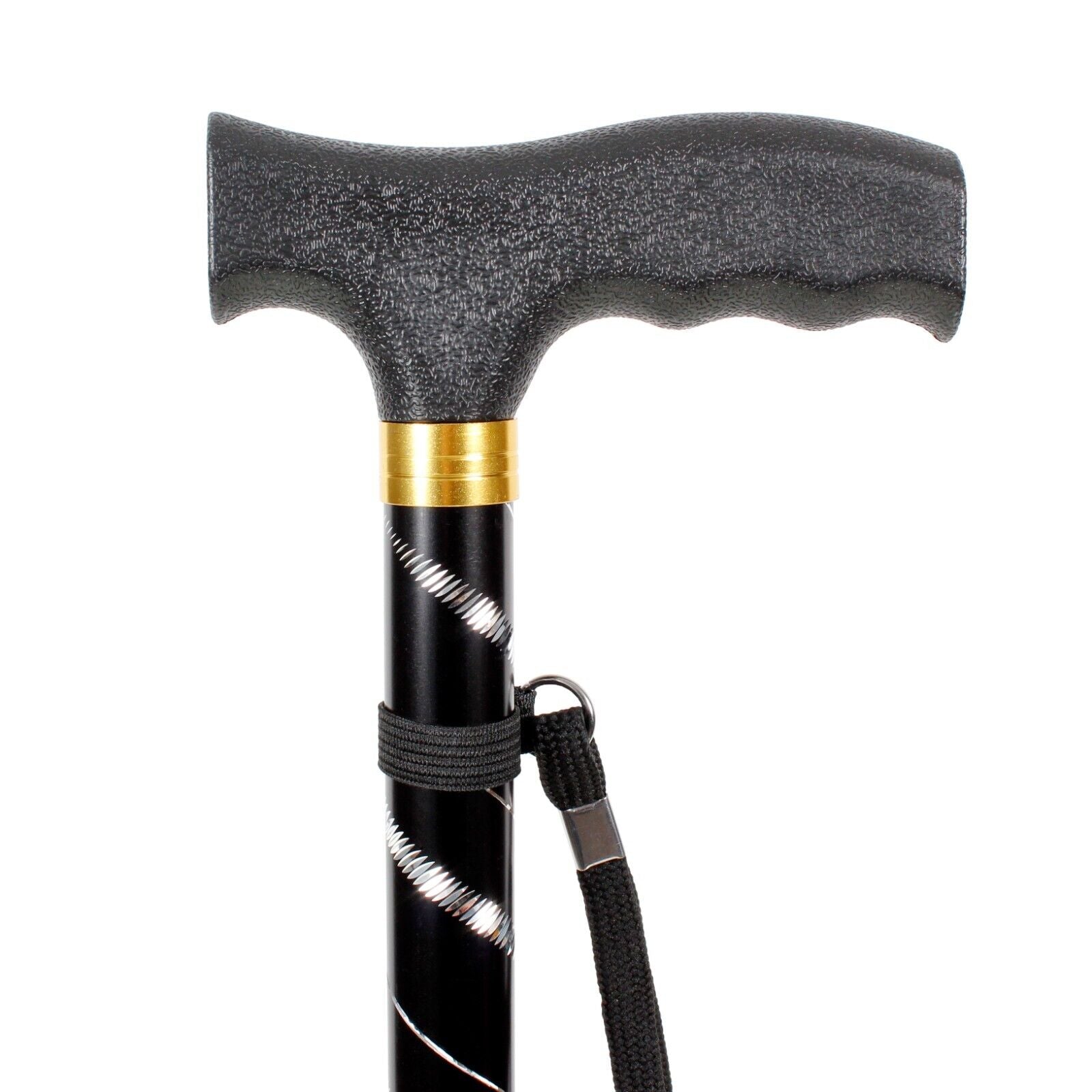 Ladies Engraved Black Rose G Stripe Adjustable Walking Stick Cane Gel Soft Grip