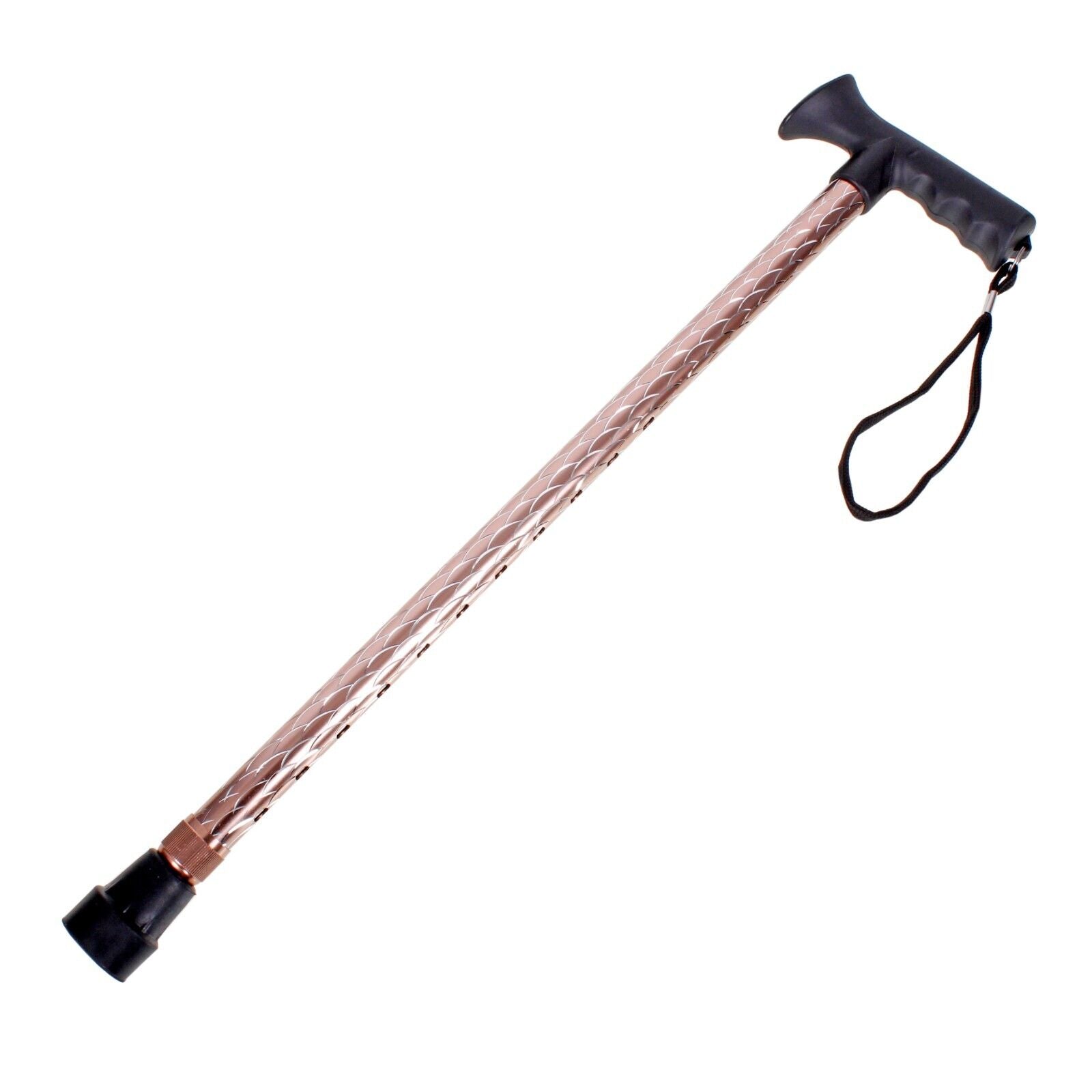 Ladies Engraved Black Rose G Stripe Adjustable Walking Stick Cane Gel Soft Grip