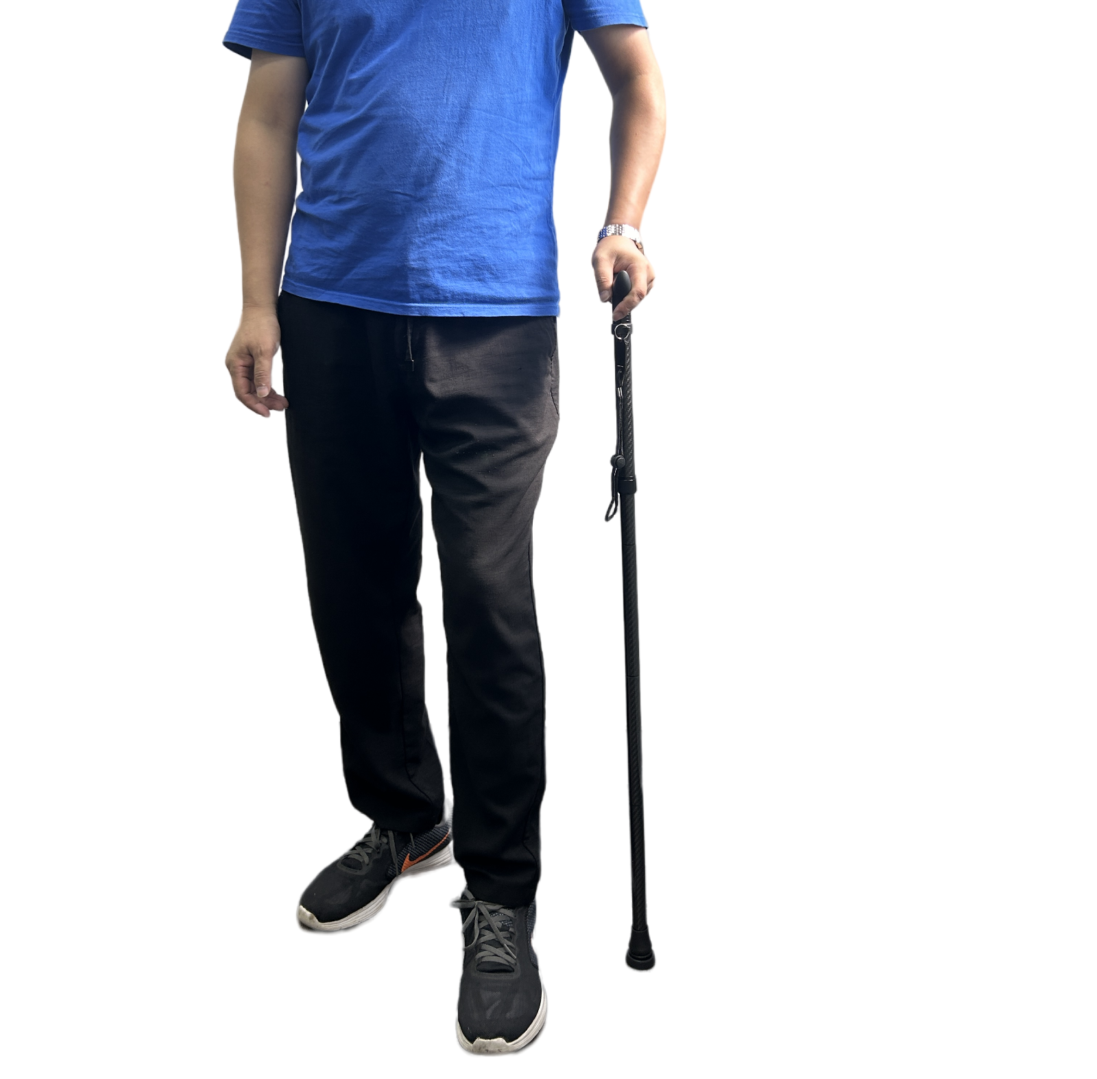 Carbon Fibre 4-Part Folding Adjustable Walking Stick Cane Mens Ladies