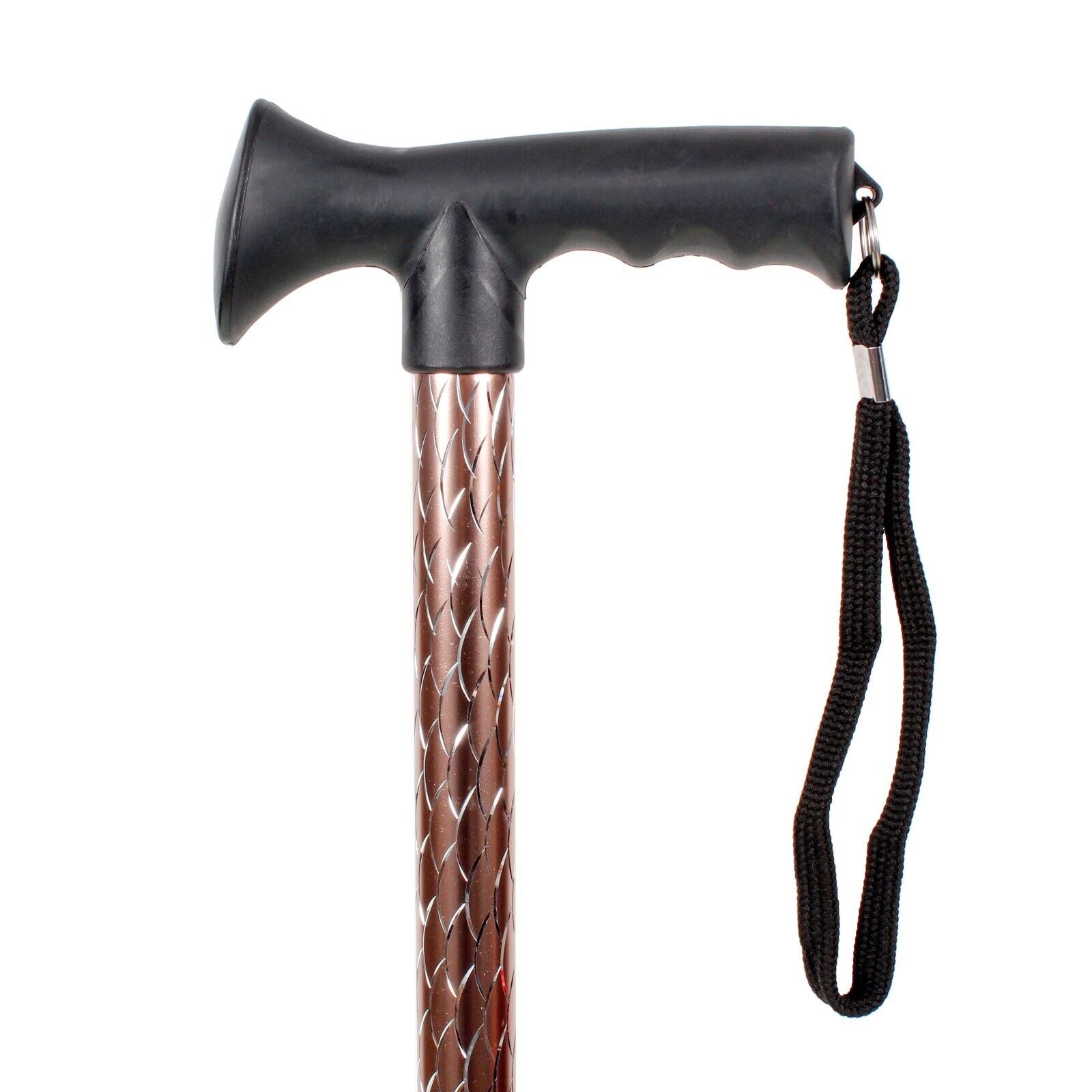 Ladies Engraved Black Etched Stripe Adjustable Walking Stick Cane Gel Soft Grip