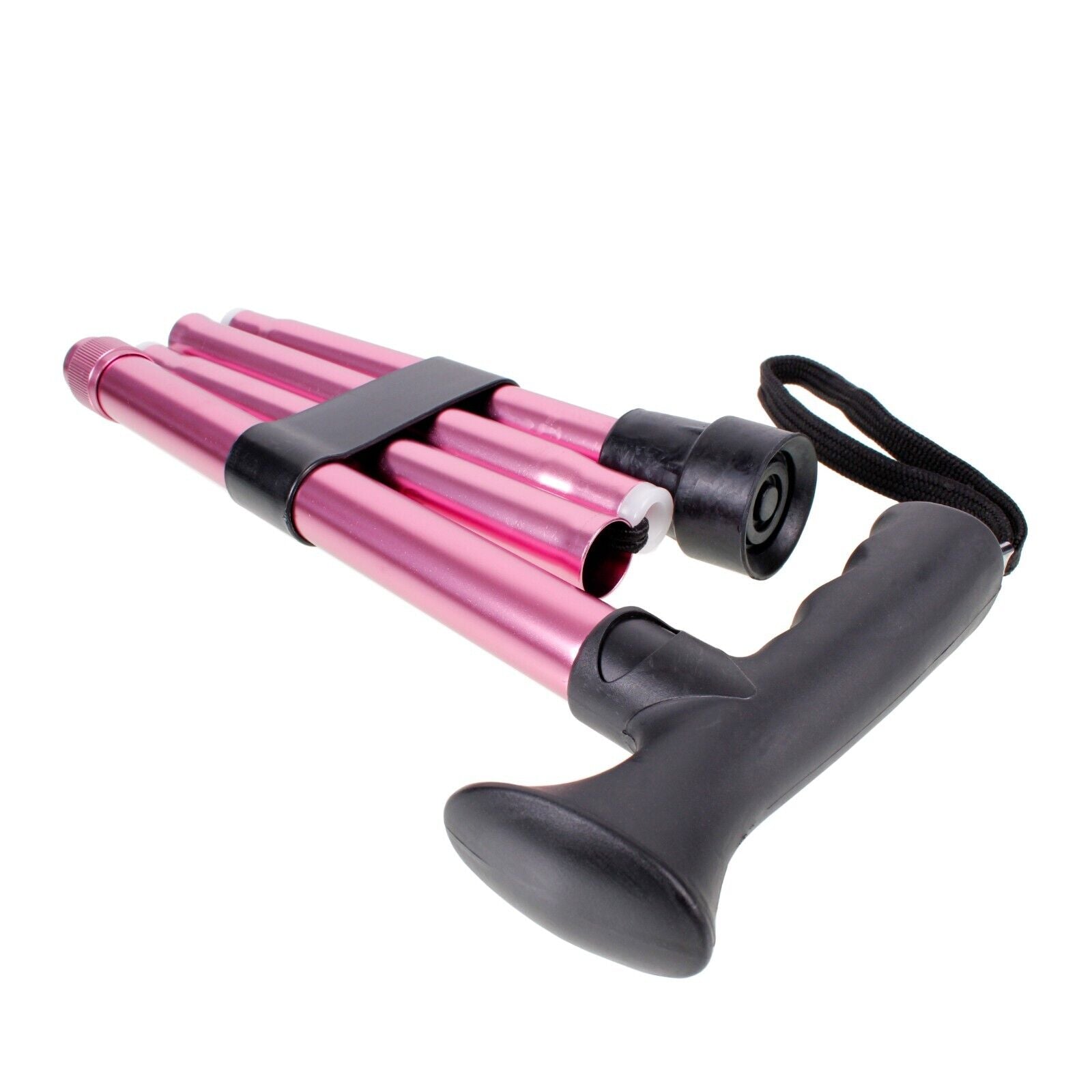 Folding Adjustable Aluminium Metallic Compact Walking Stick Cane