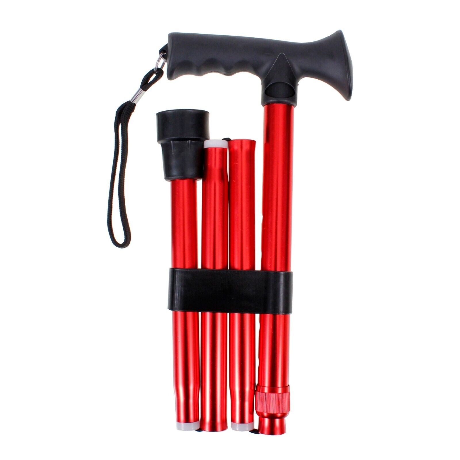 Folding Adjustable Aluminium Metallic Compact Walking Stick Cane