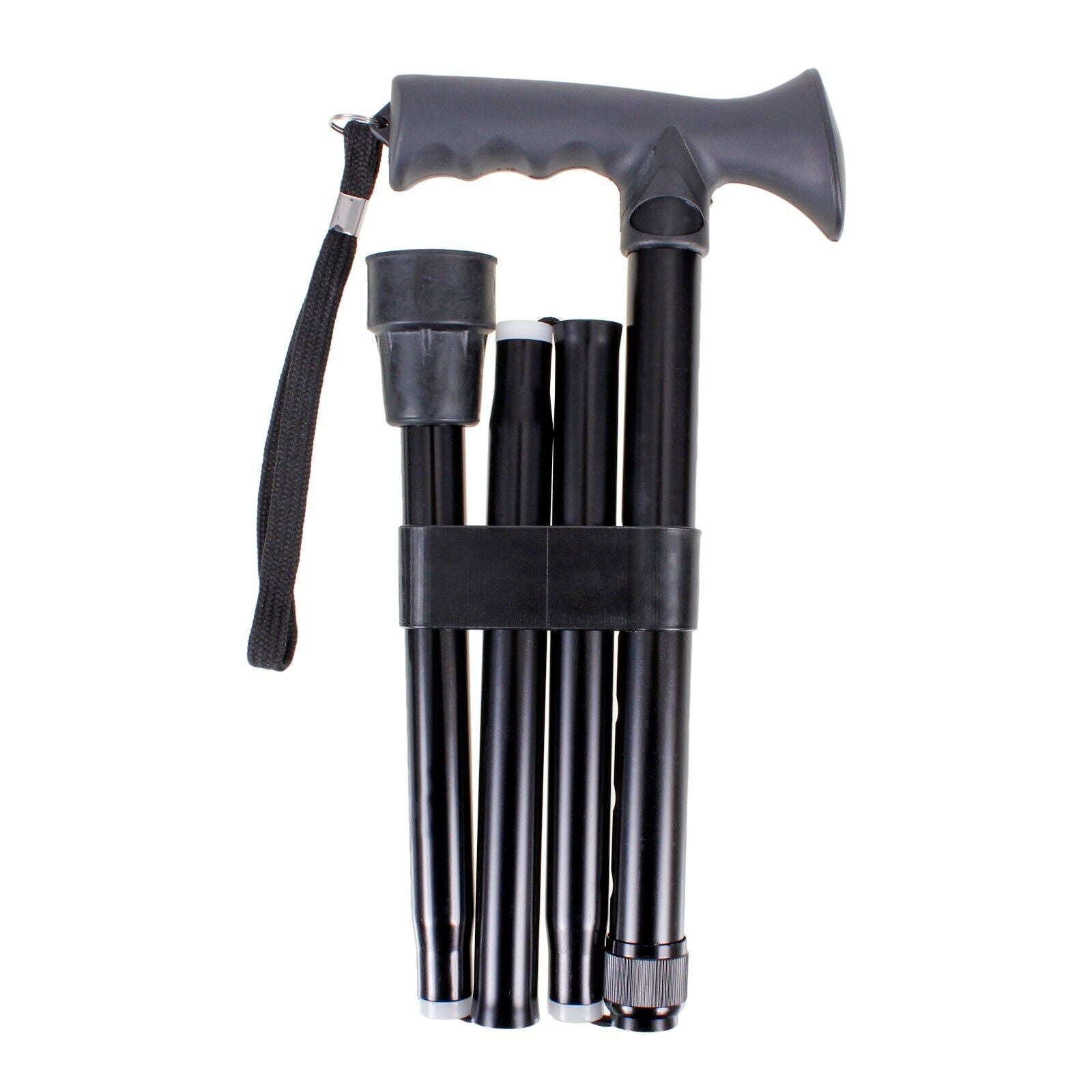 Folding Adjustable Aluminium Metallic Compact Walking Stick Cane