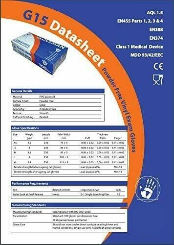 Disposable Clear Vinyl Powder & LATEX FREE Gloves Small-XL 100 200 1000