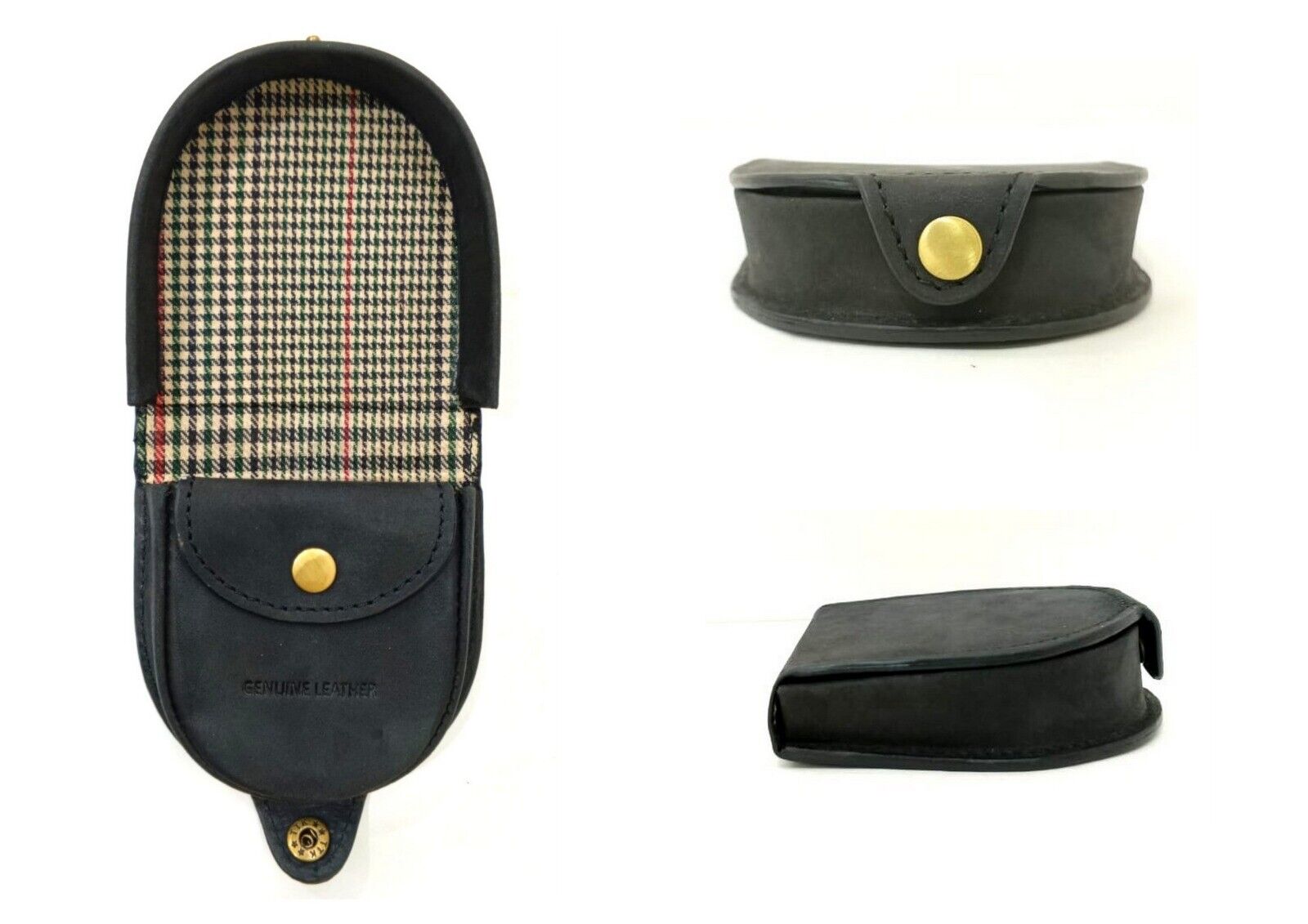 Tartan Cow Calf Leather Coin Leather Coin Pouch Tray Wallet Notes Purse Change B