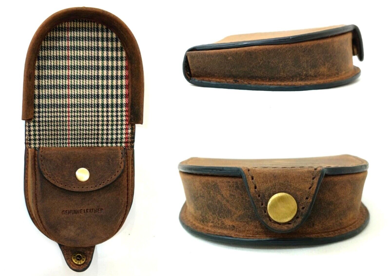 Tartan Cow Calf Leather Coin Leather Coin Pouch Tray Wallet Notes Purse Change A