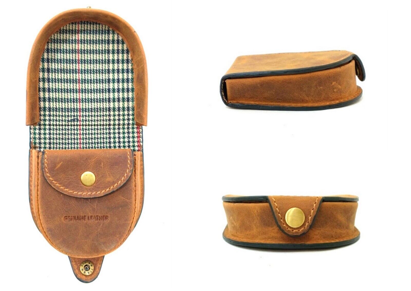 Tartan Cow Calf Leather Coin Leather Coin Pouch Tray Wallet Notes Purse Change A