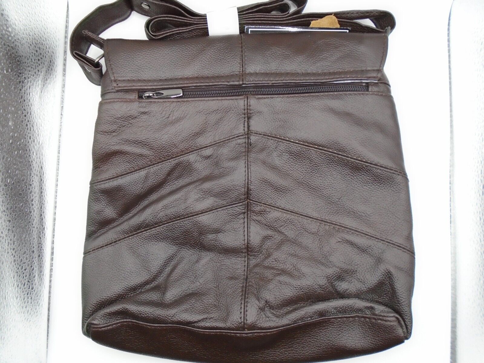 LADIES  Handbag SHOULDER BAG / CROSS BODY BAG BROWN Cowhide Real Leather