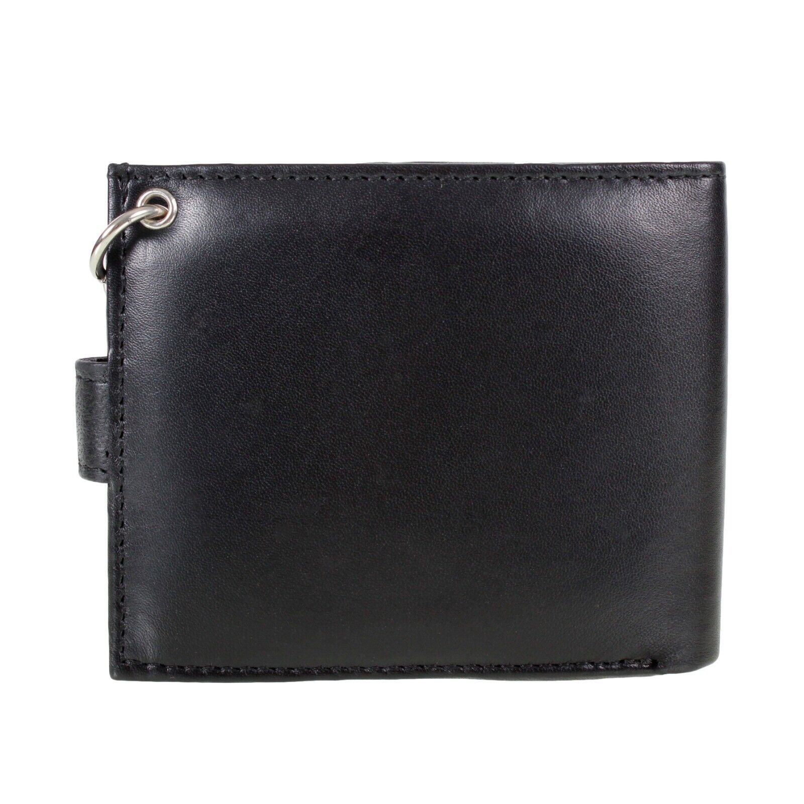 Mens Biker Genuine Leather Wallet With Coin Pocket And Safety Metal Chain Boxed