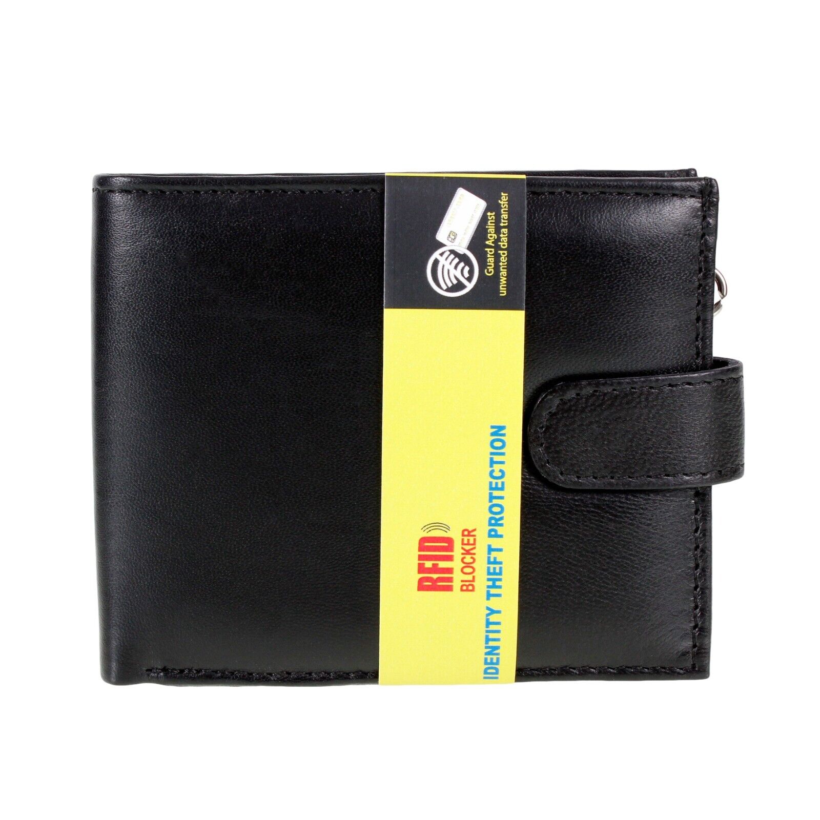 Mens Biker Genuine Leather Wallet With Coin Pocket And Safety Metal Chain Boxed