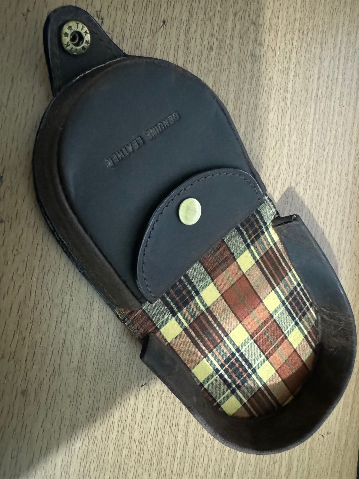 Tartan Cow Calf Leather Coin Leather Coin Pouch Tray Wallet Notes Purse Change