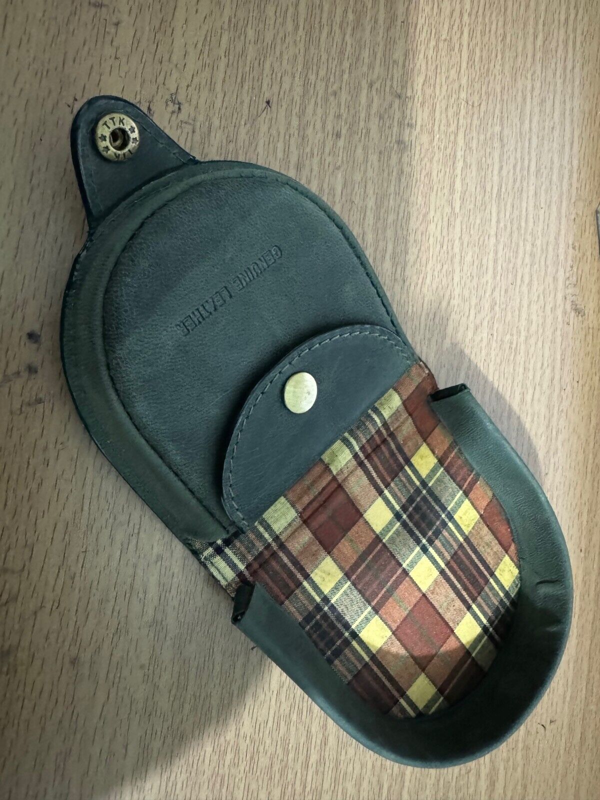 Tartan Cow Calf Leather Coin Leather Coin Pouch Tray Wallet Notes Purse Change