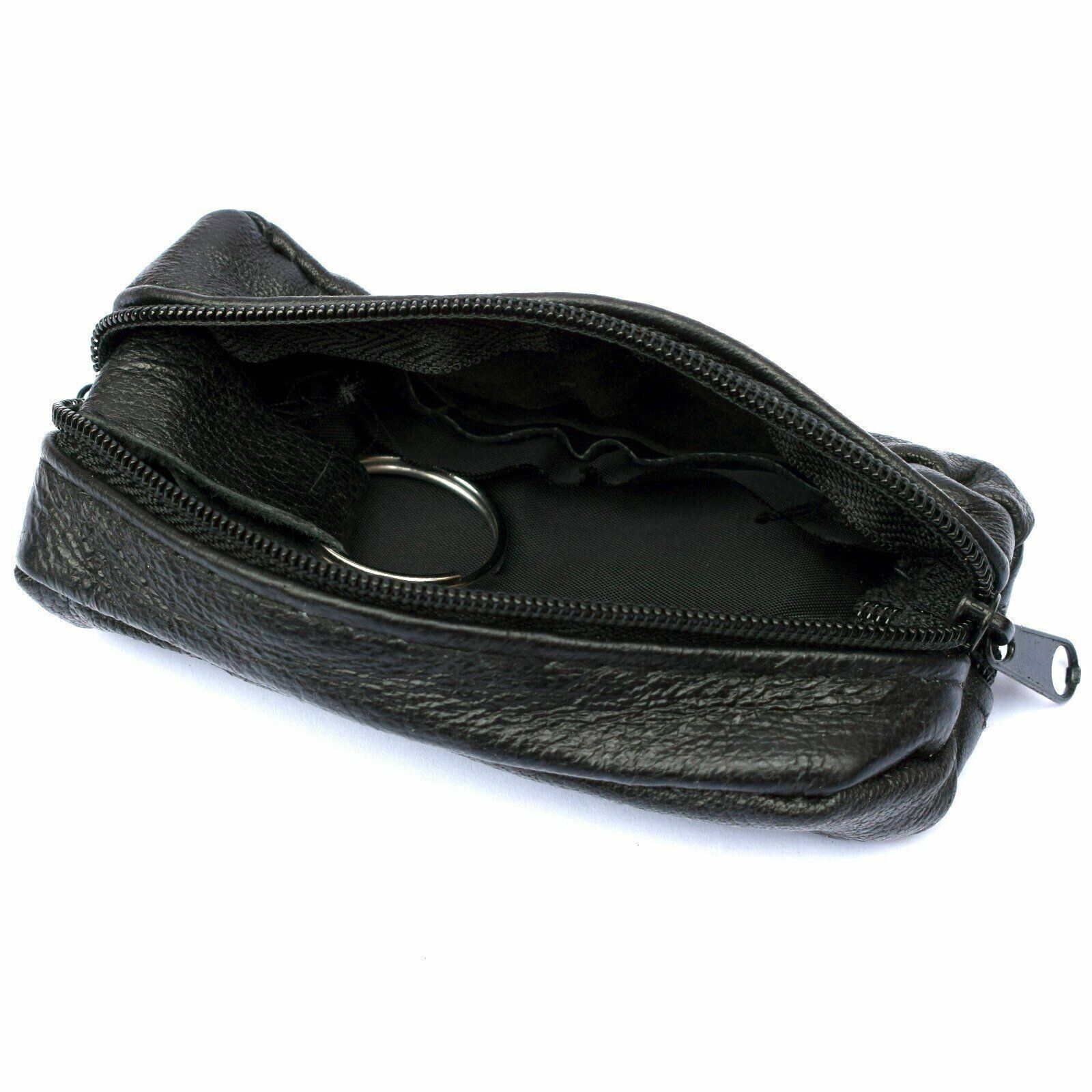 Mens & Ladies | SMALL Soft REAL Leather Coin Purse - Key Case - Pouch | TWO Zips