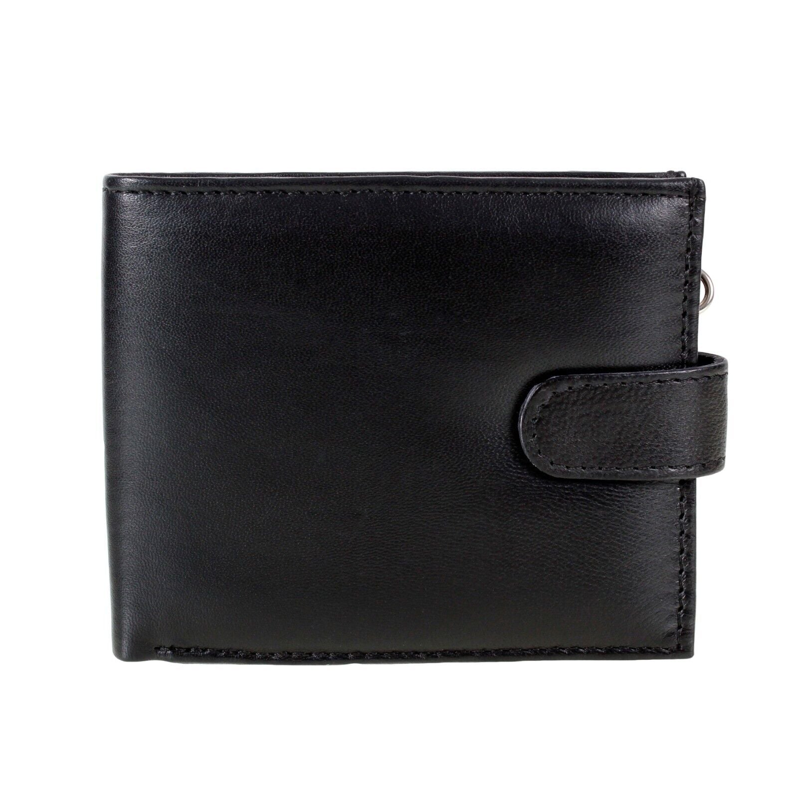 Mens Biker Genuine Leather Wallet With Coin Pocket And Safety Metal Chain