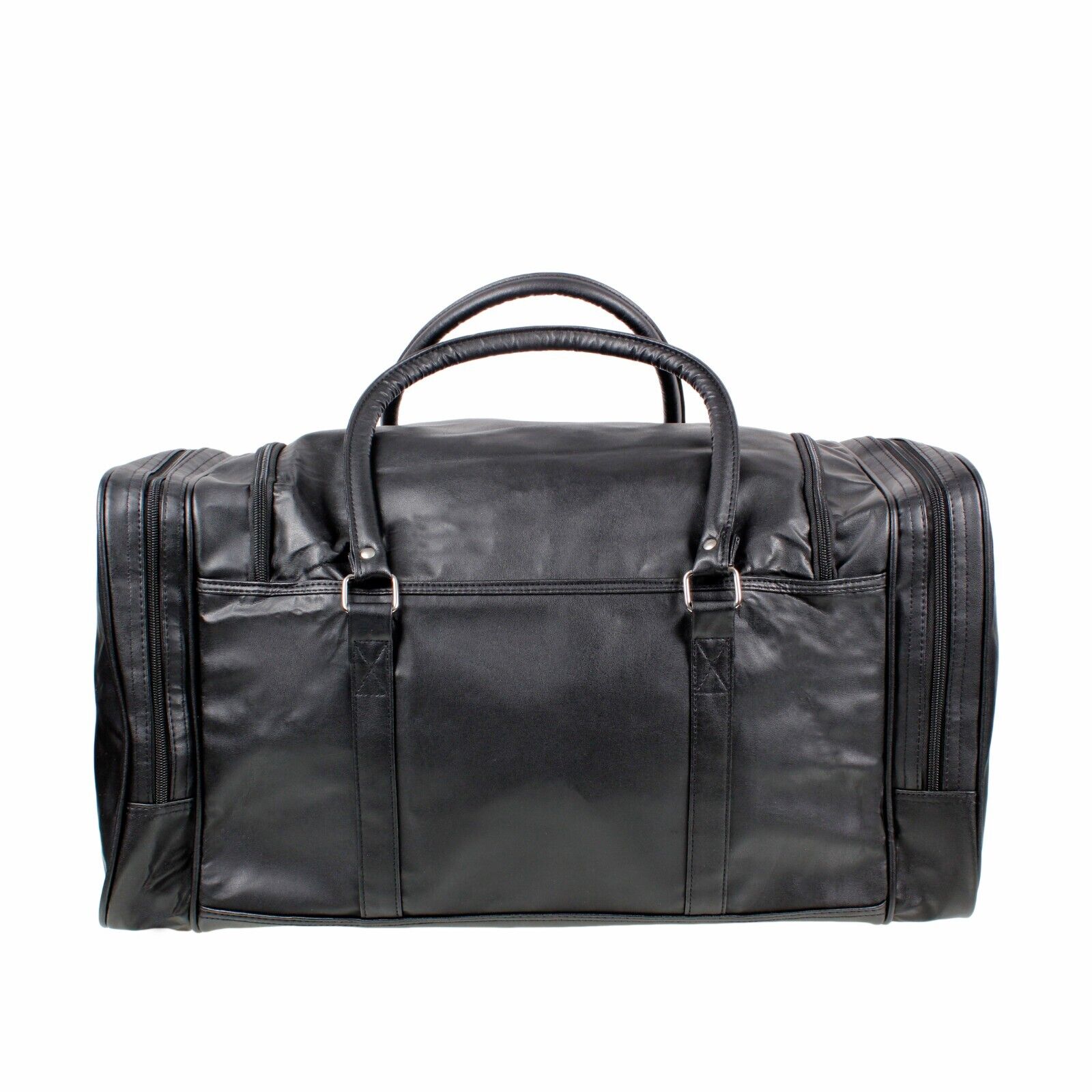 Travel Bag Holdall Black Leatherette Weekend Holiday Overnight Gym Duffel SALE