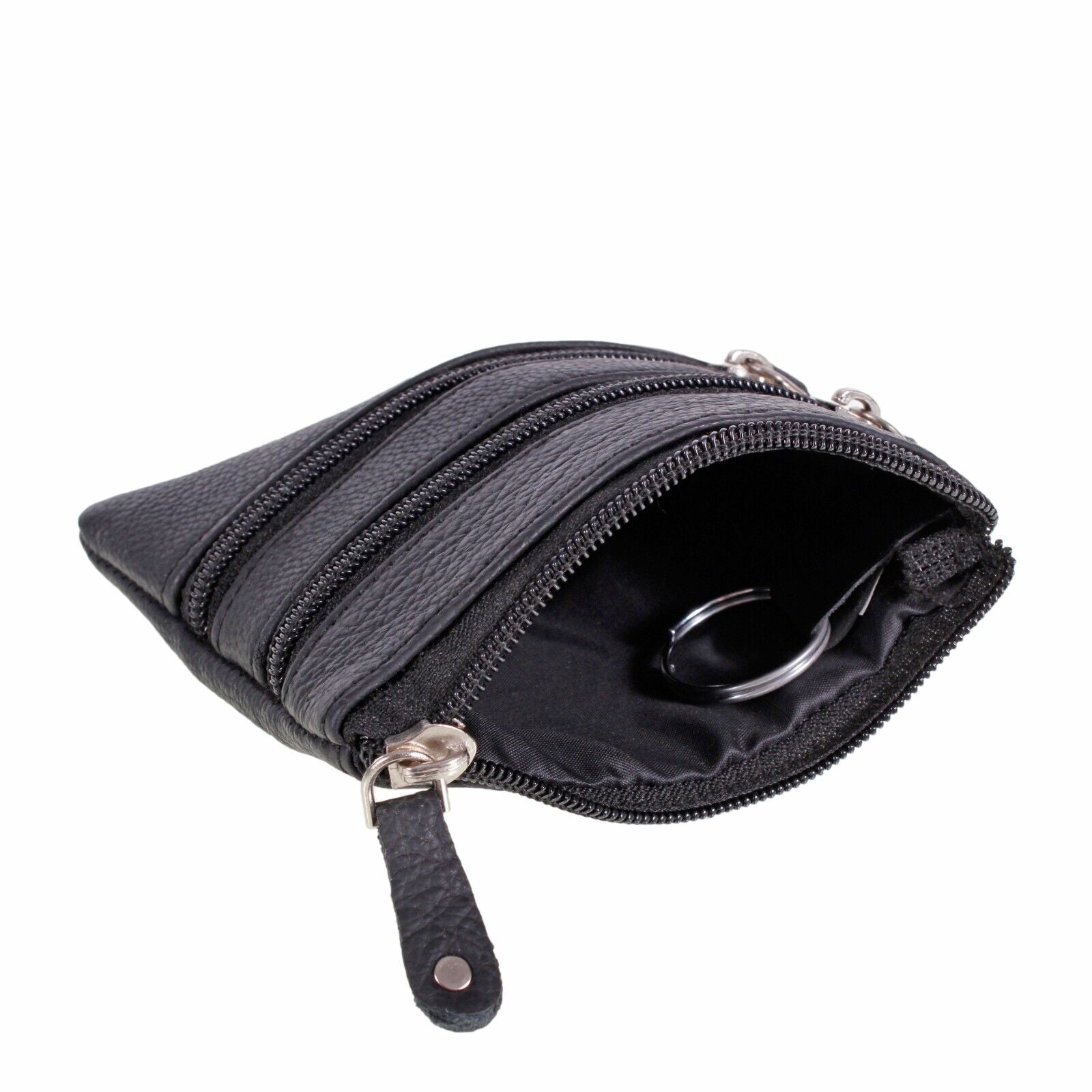 Small Coin Pouch Purse Key Holder Leather Zip Wallet Card Holder COWHIDE