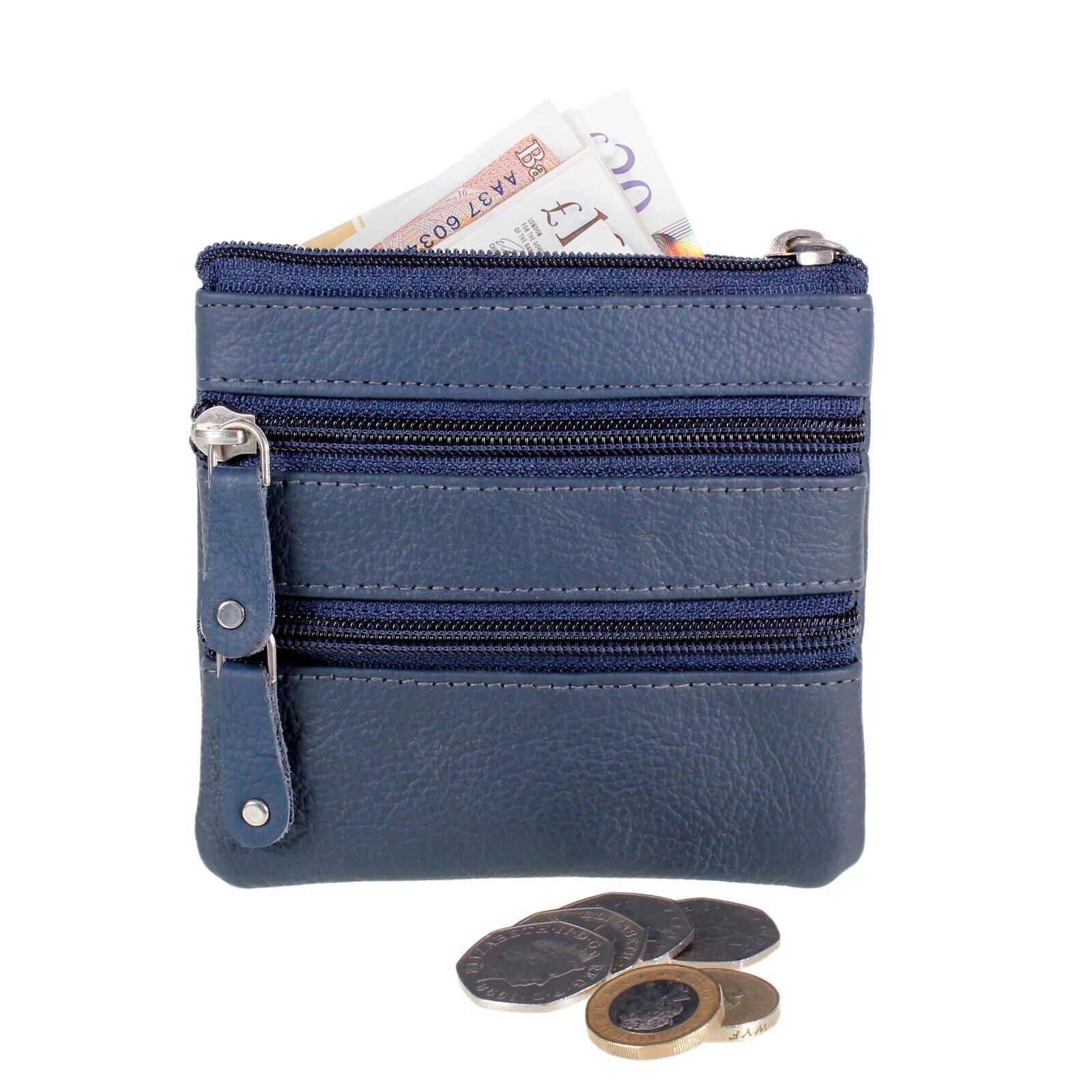 Small Coin Pouch Purse Key Holder Leather Zip Wallet Card Holder