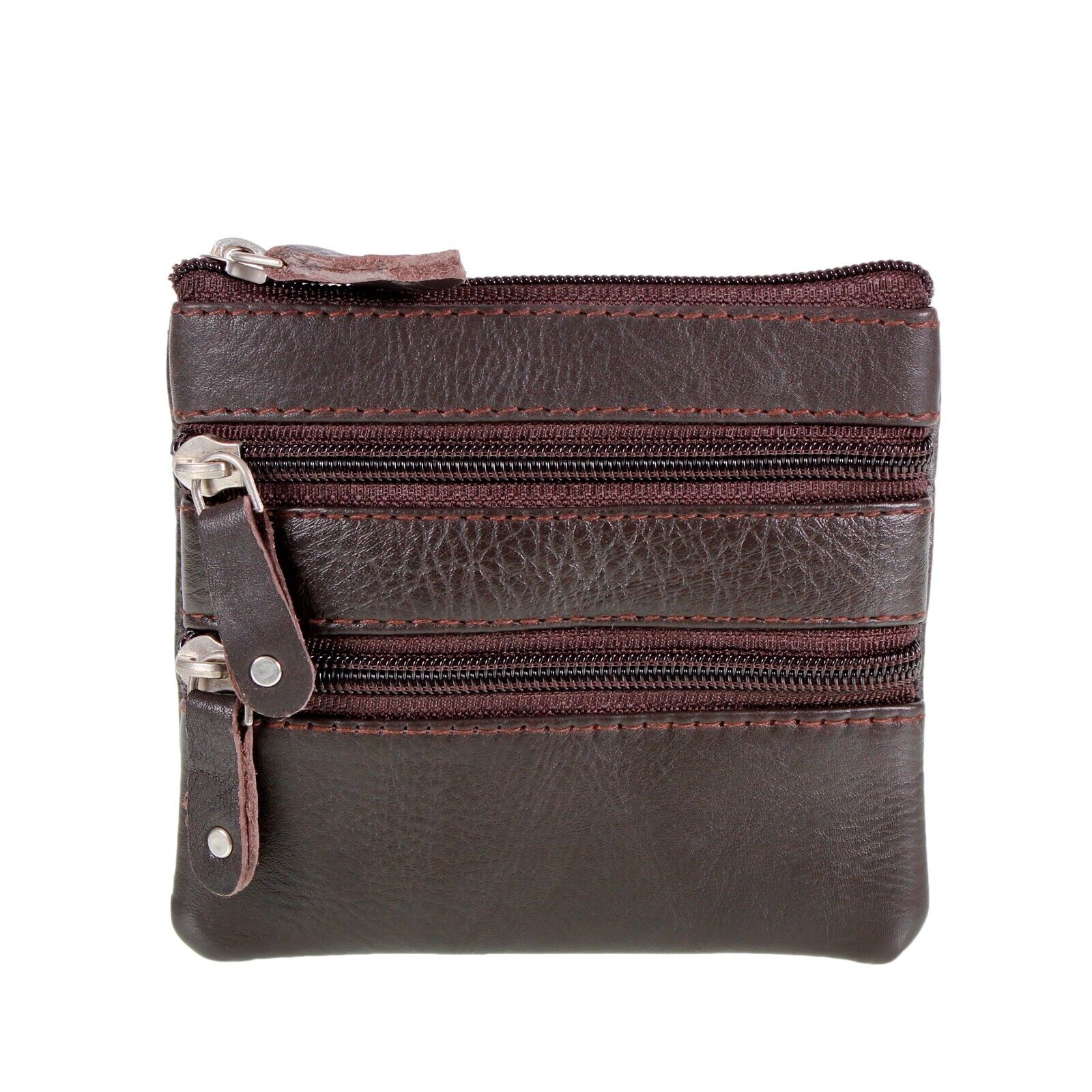 Small Coin Pouch Purse Key Holder Leather Zip Wallet Card Holder COWHIDE