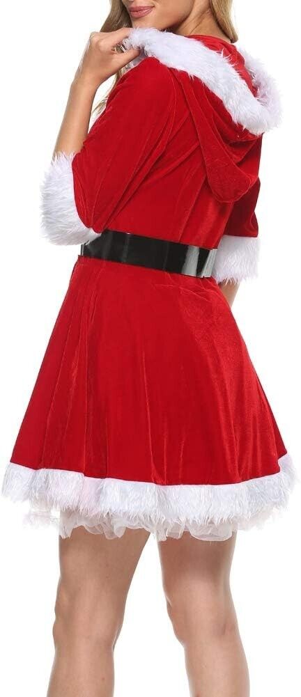 Christmas Womens Ladies Mrs Santa Costume Claus Fancy Dress Party Xmas Outfit B