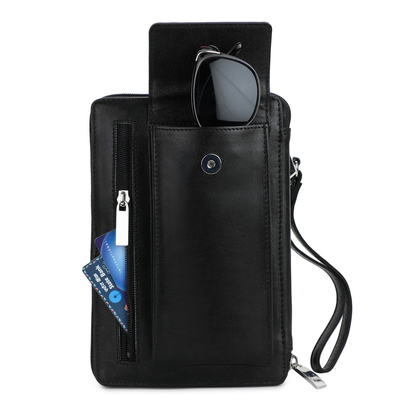 LEATHER TRAVEL BAG PASSPORT HOLIDAY BLACK QUALITY CROSSBODY UNISEX MENS