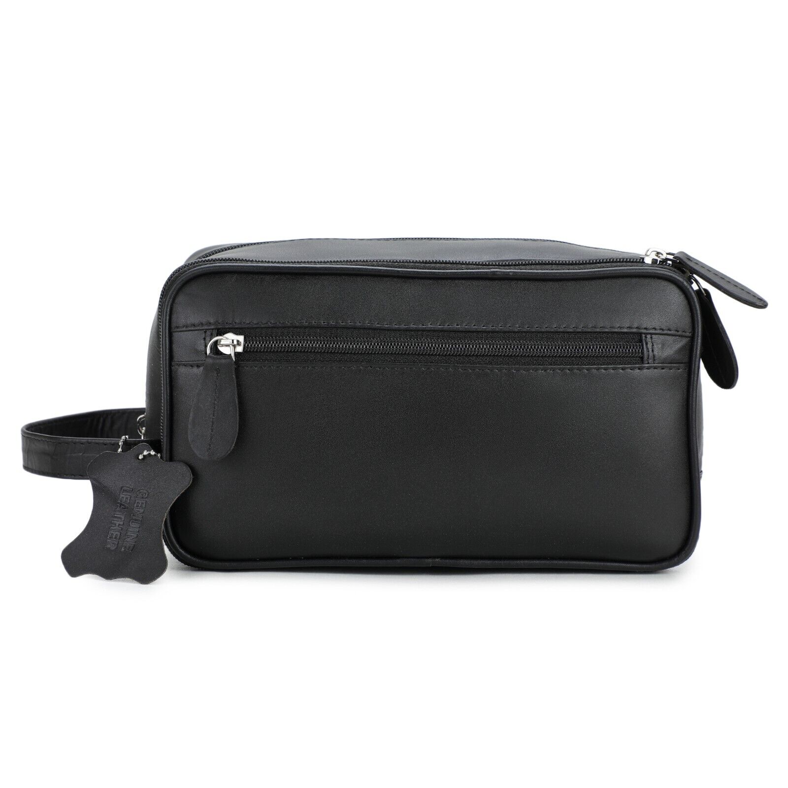 Premium Mens Toiletry bag washbag Real Leather Quality Deluxe in a SATIN bag a