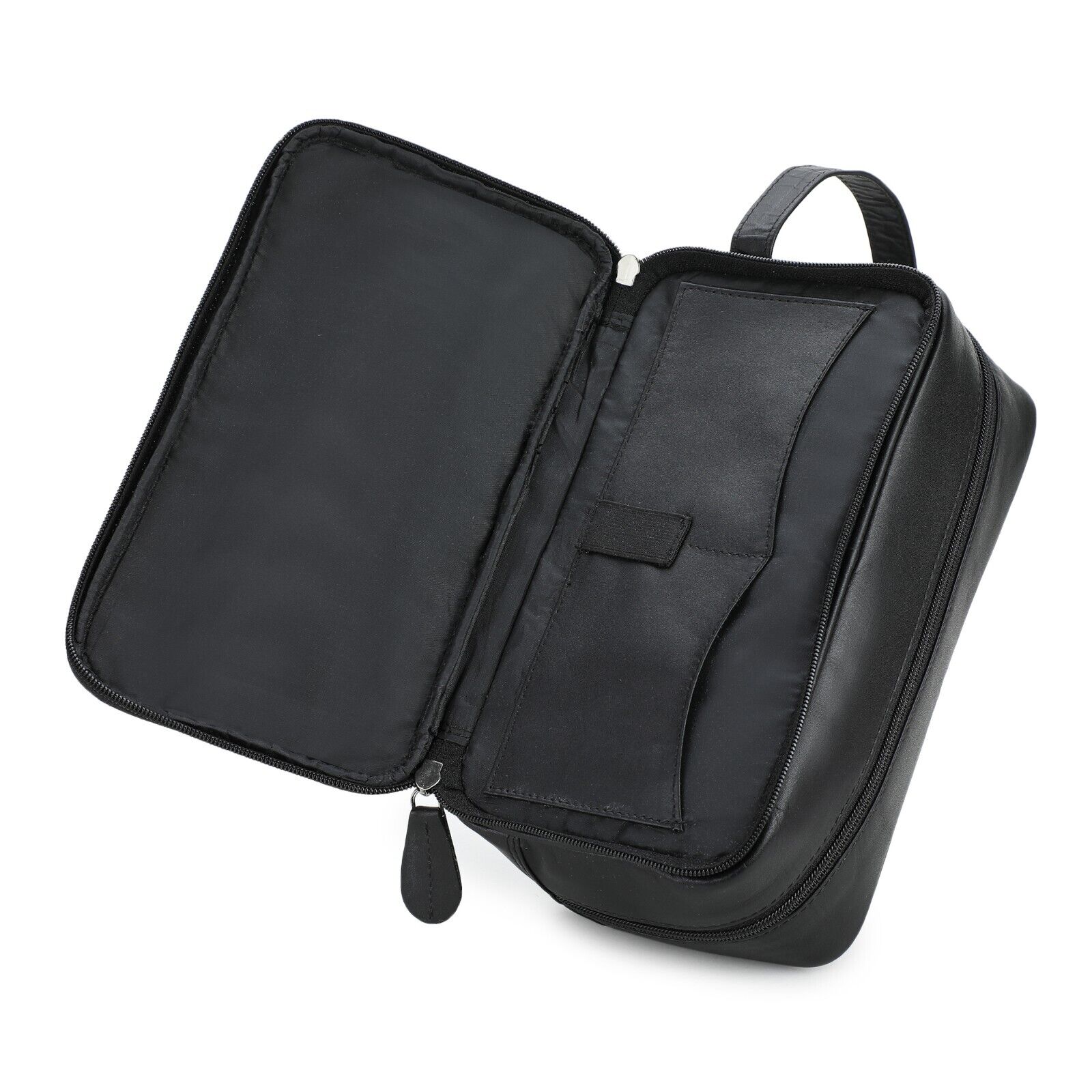 Premium Mens Toiletry bag washbag Real Leather Quality Deluxe in a SATIN bag b