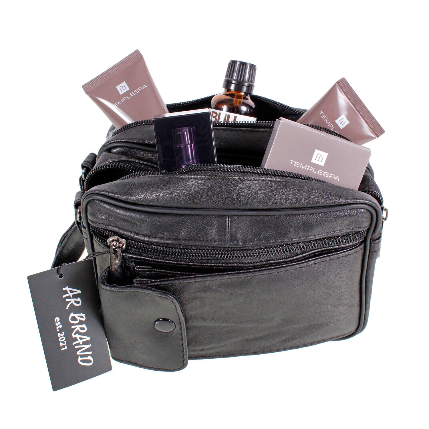 Mens Travel Washbag - toiletry bag, washbag, Real Leather UK SELLER
