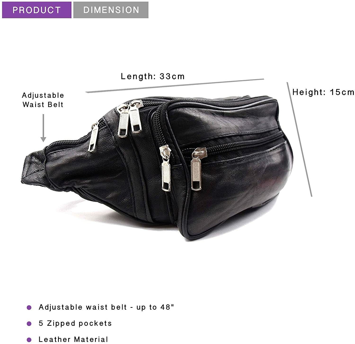 LEATHER BUMBAG MONEY WAIST BELT PACK HOLIDAY FESTIVAL MONEY POUCH TRAVEL