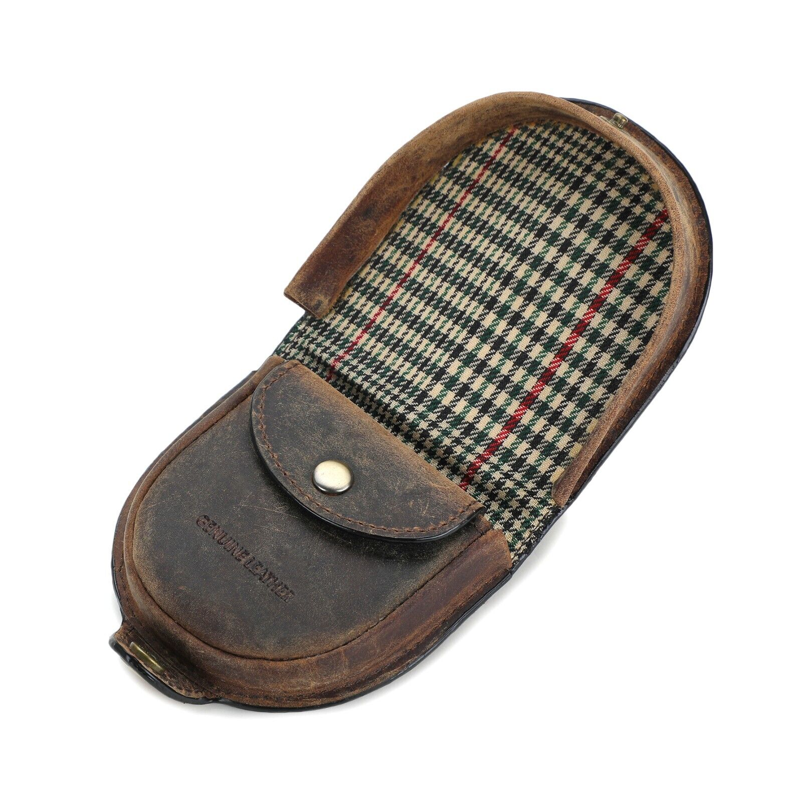Tartan Cow Calf Leather Coin Leather Coin Pouch Tray Wallet Notes Purse Change