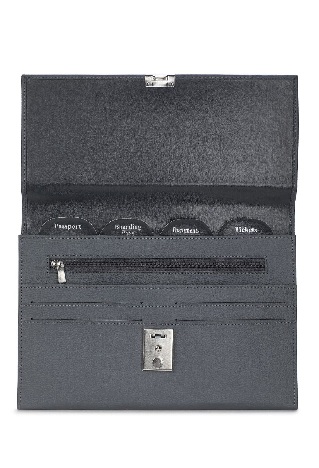 Leather TRAVEL Document WALLET ORGANISER with lock for Passport A4 PAPER SIZE