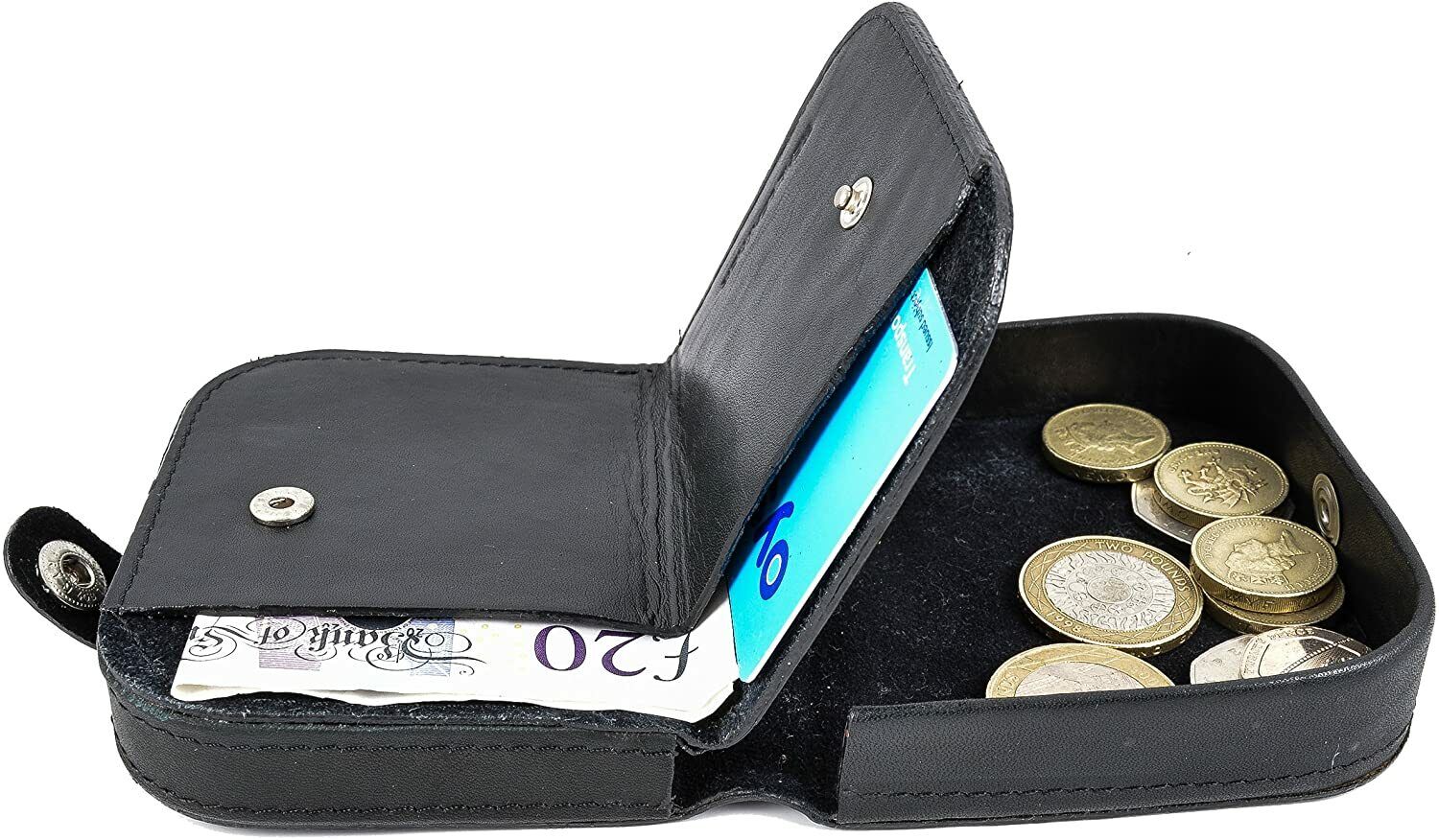 Mens Ladies High Quality Real Leather Coin Pouch Tray Wallet Notes Purse Change