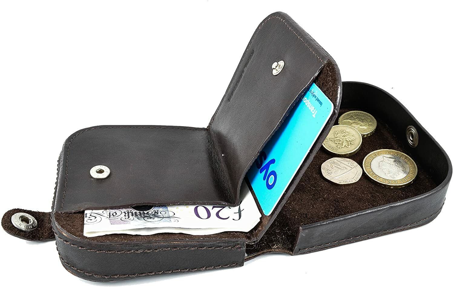Mens Ladies High Quality Real Leather Coin Pouch Tray Wallet Notes Purse Change