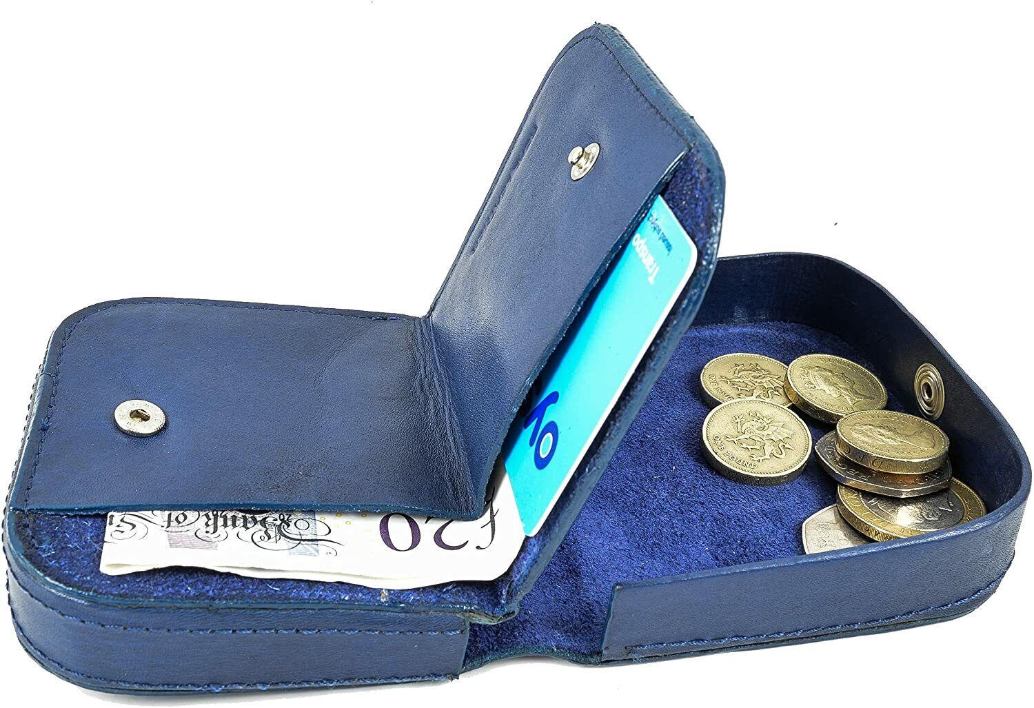 Mens Ladies High Quality Real Leather Coin Pouch Tray Wallet Notes Purse Change