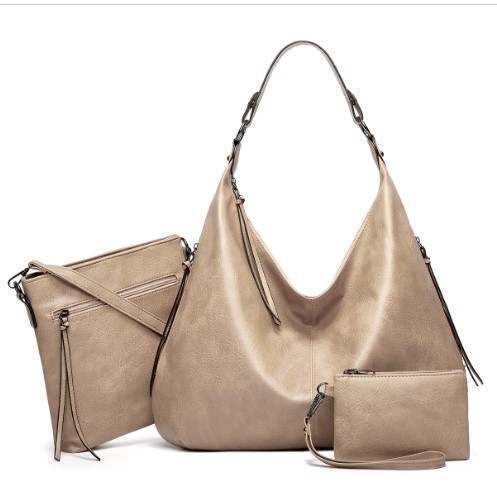 Women Ladies Vegan Leather Shoulder Handbag Tote Bag set of 3