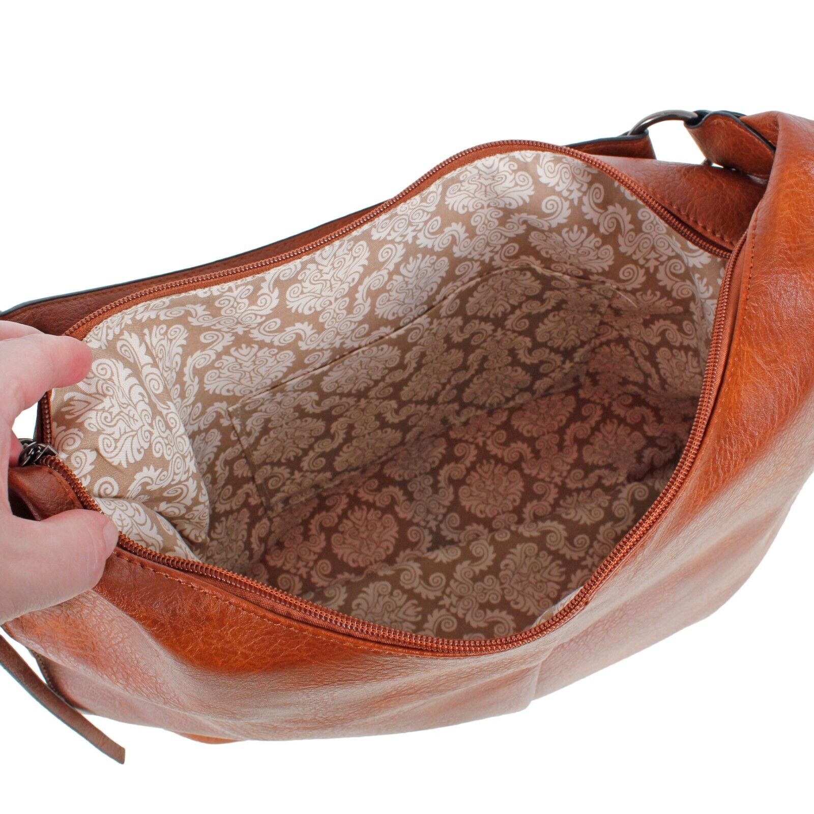 Women Ladies Handbag Brown Vegan Leather Shoulder Tote Bag SET OF 3 WITH STRAP