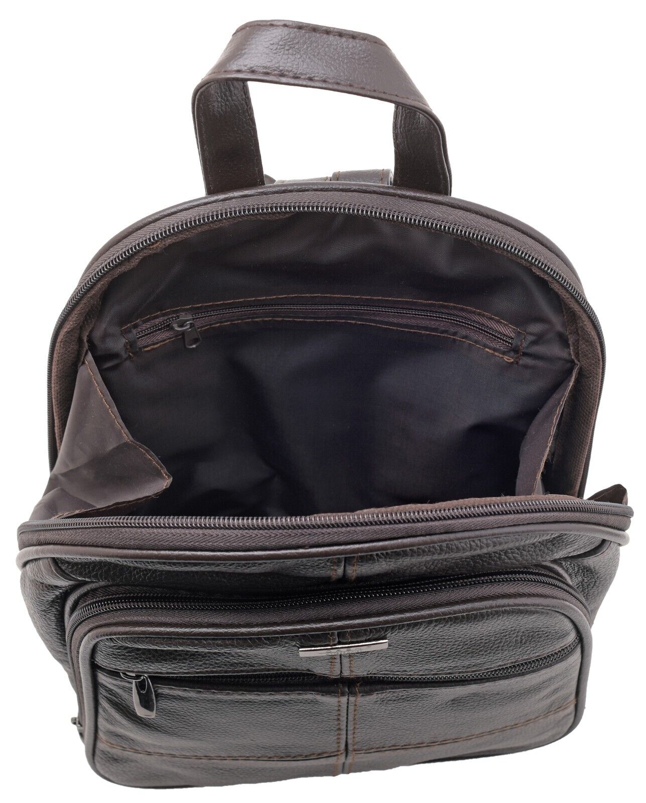 Women's Small Leather Backpack Wide Opening & Multiple Pockets Adjustable Straps