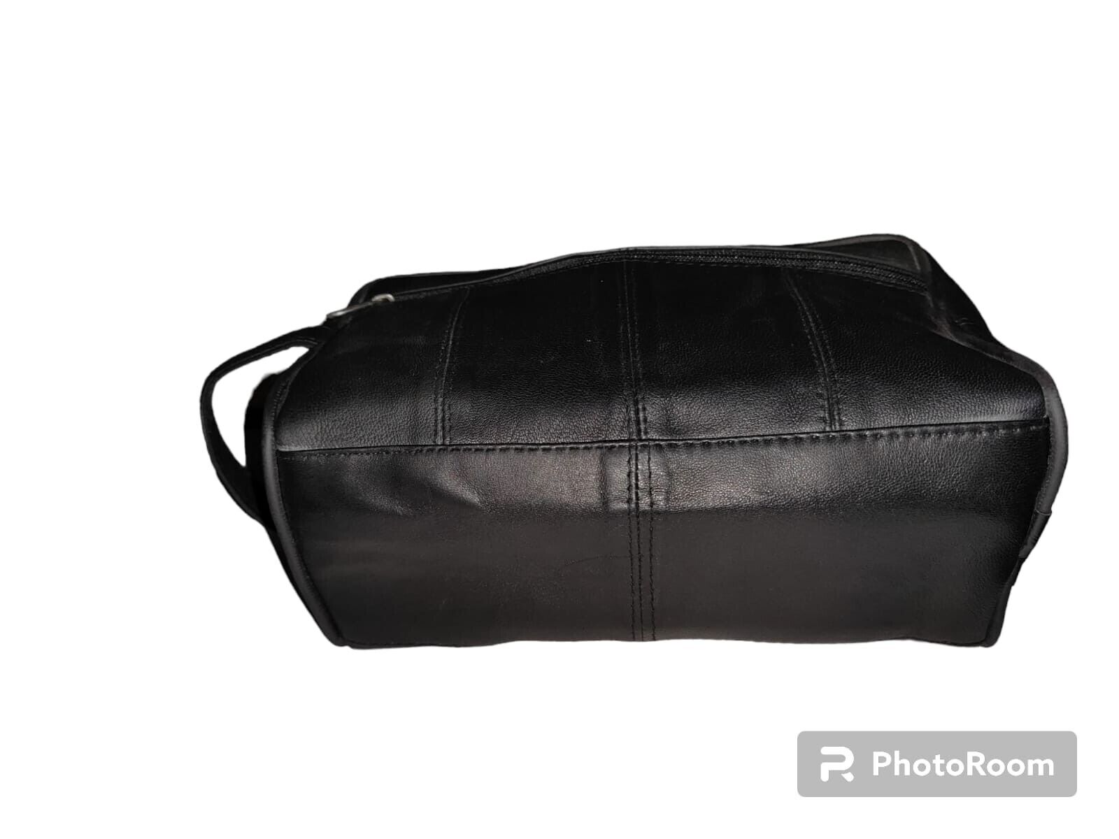 Large LEATHER WASH BAG zipped sections Brown toiletries toiletry travel