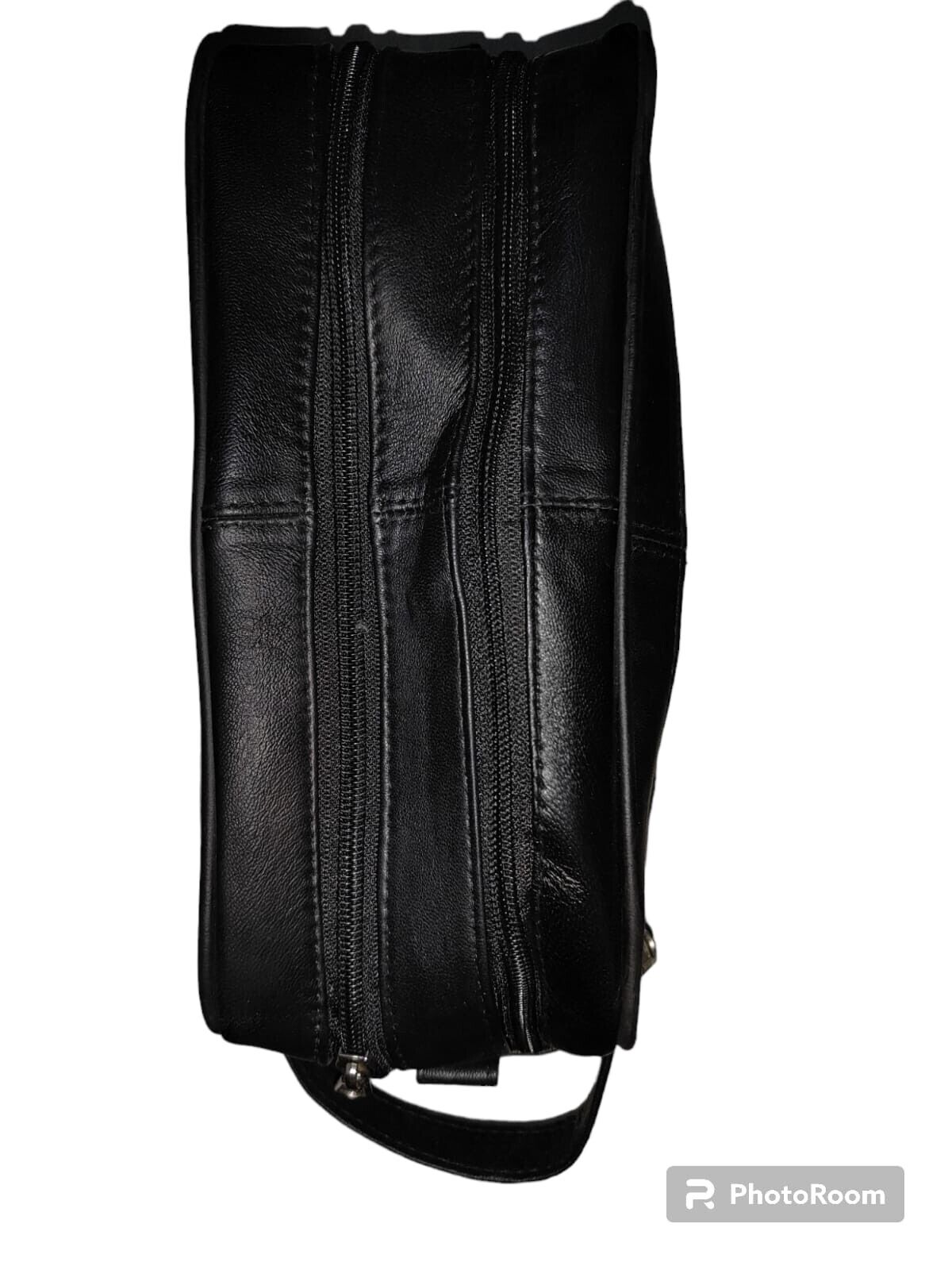 Large LEATHER WASH BAG zipped sections Brown toiletries toiletry travel