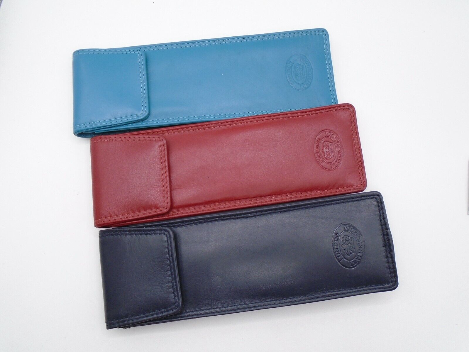 Real LEATHER SLIM GLASSES CASE spec reading sun sleeve pouch Gents Ladies Women