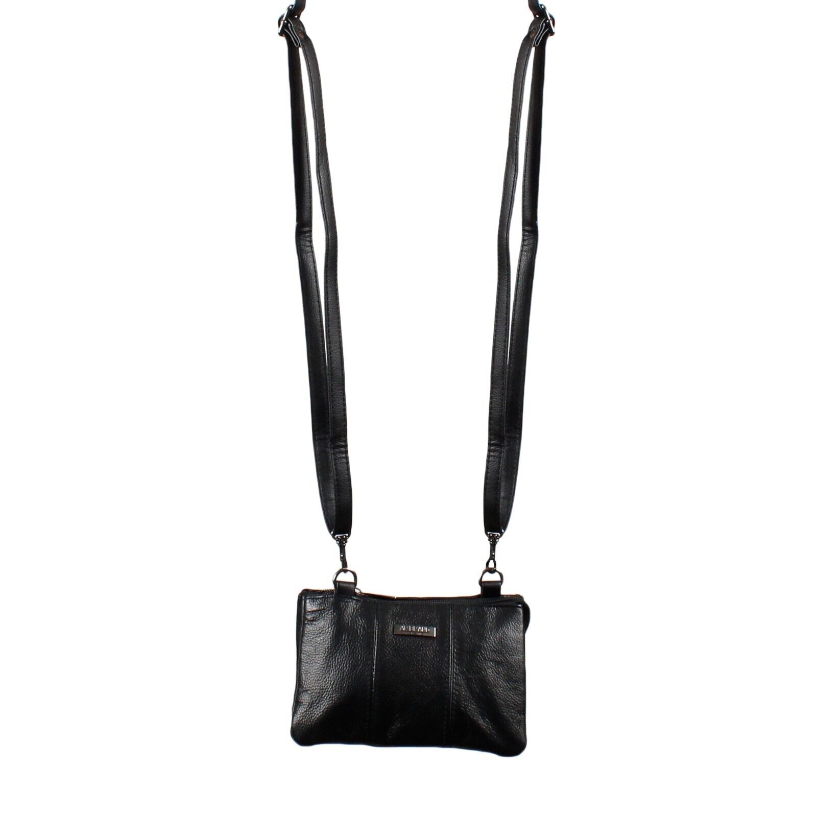 Ladies Small Leather Handbag with Zipped Triple Section Crossbody Shoulder Bag