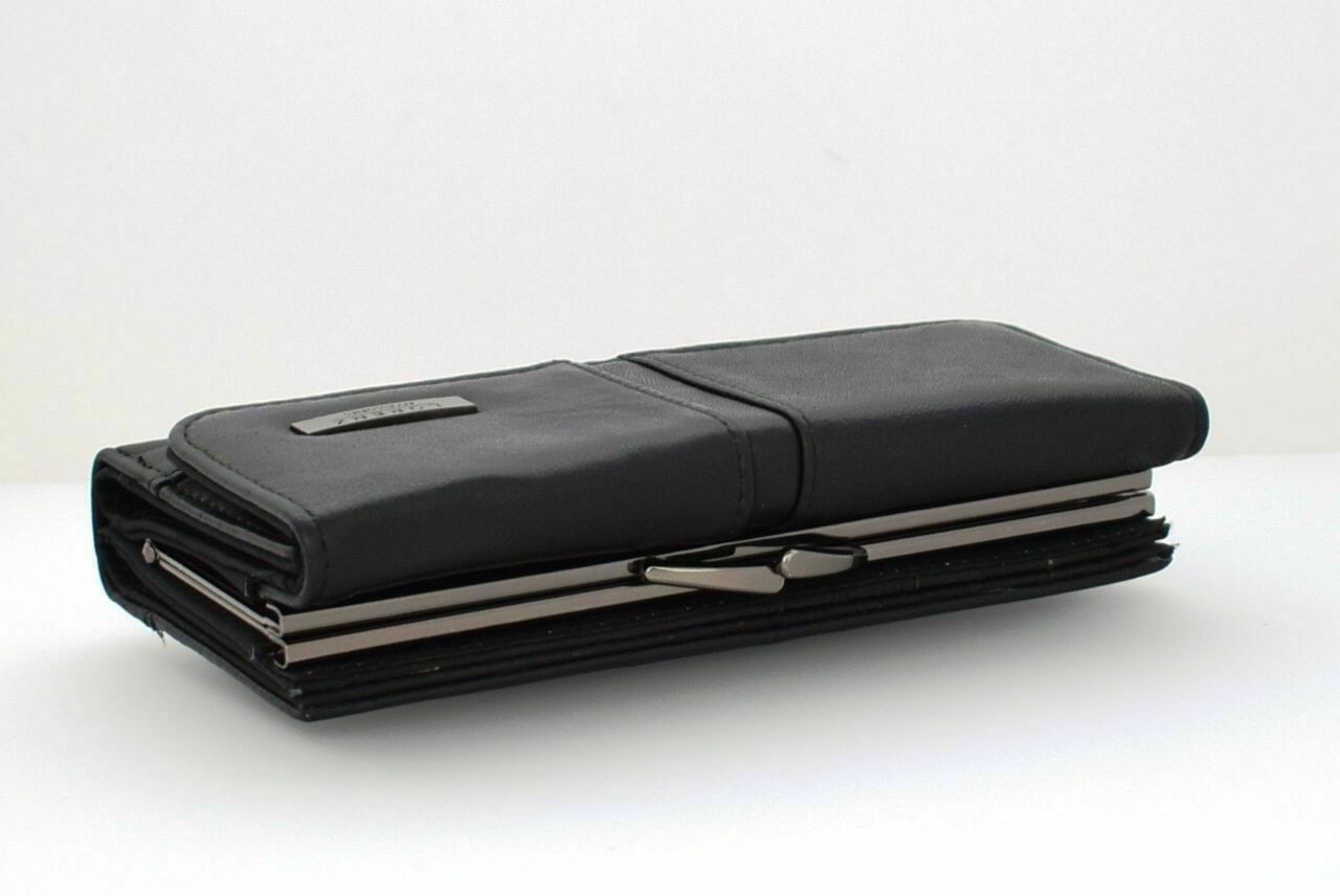 Women  Ladies Black Leather Purse with Coin Compartment RFID