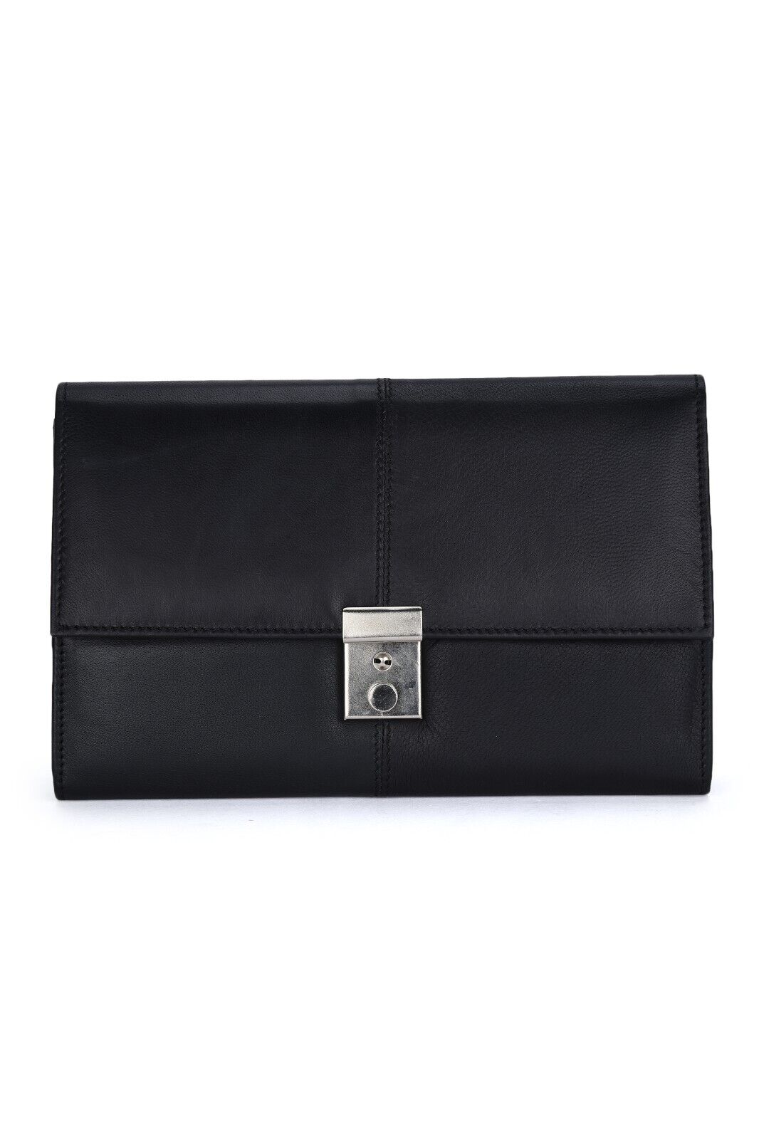 Leather TRAVEL Document WALLET ORGANISER with lock for Passport Notes Cards