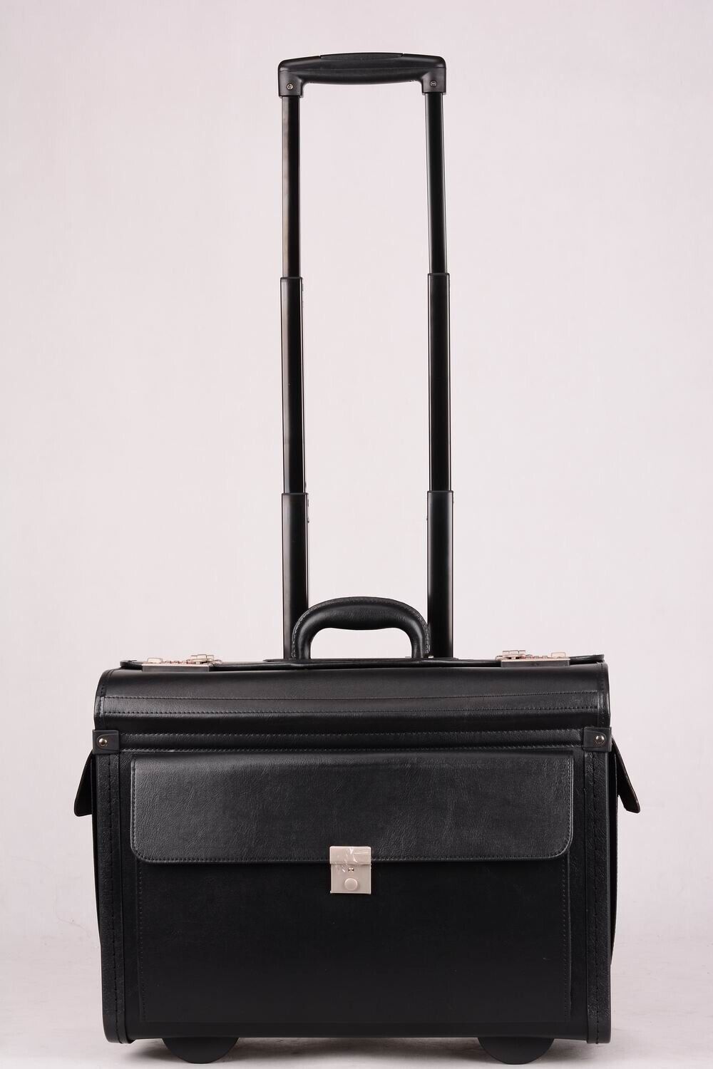 Large Quality Leather Pilot Case Wheeled Laptop Trolley Flight Bag Hand Luggage