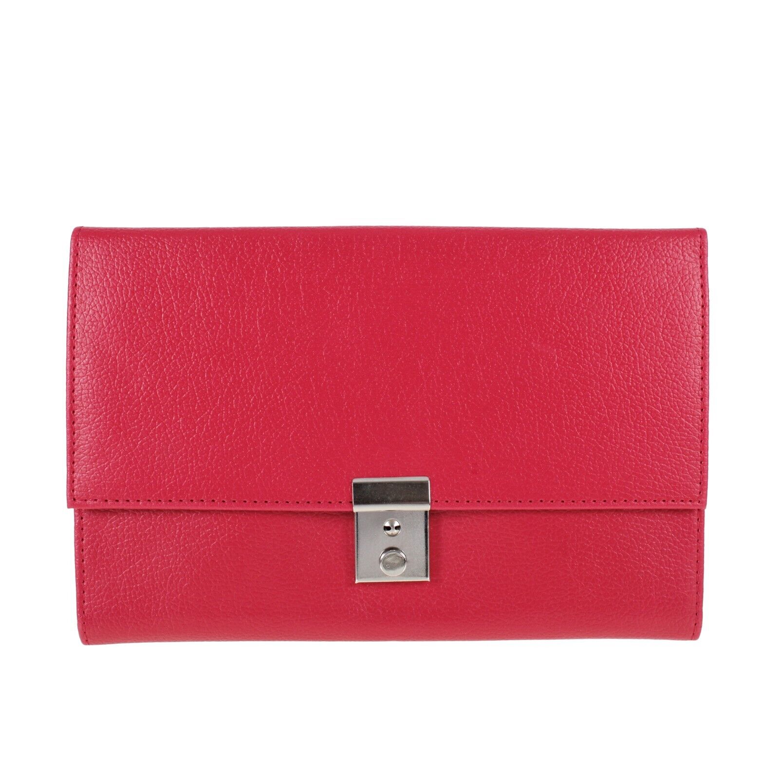 Vegan Leather TRAVEL Document WALLET ORGANISER with lock for Passport Red Burg